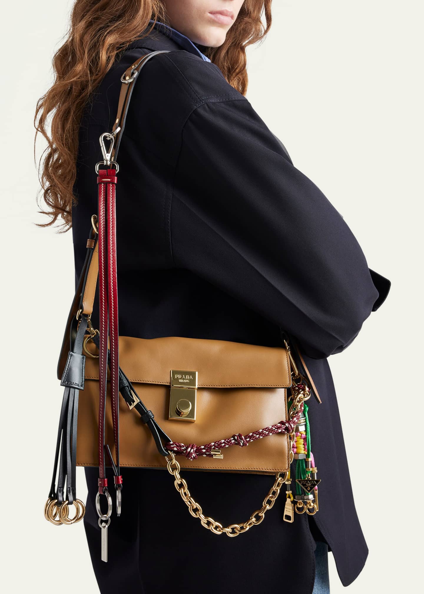 Prada Small Soft Sound Leather Shoulder Bag - Bergdorf Goodman