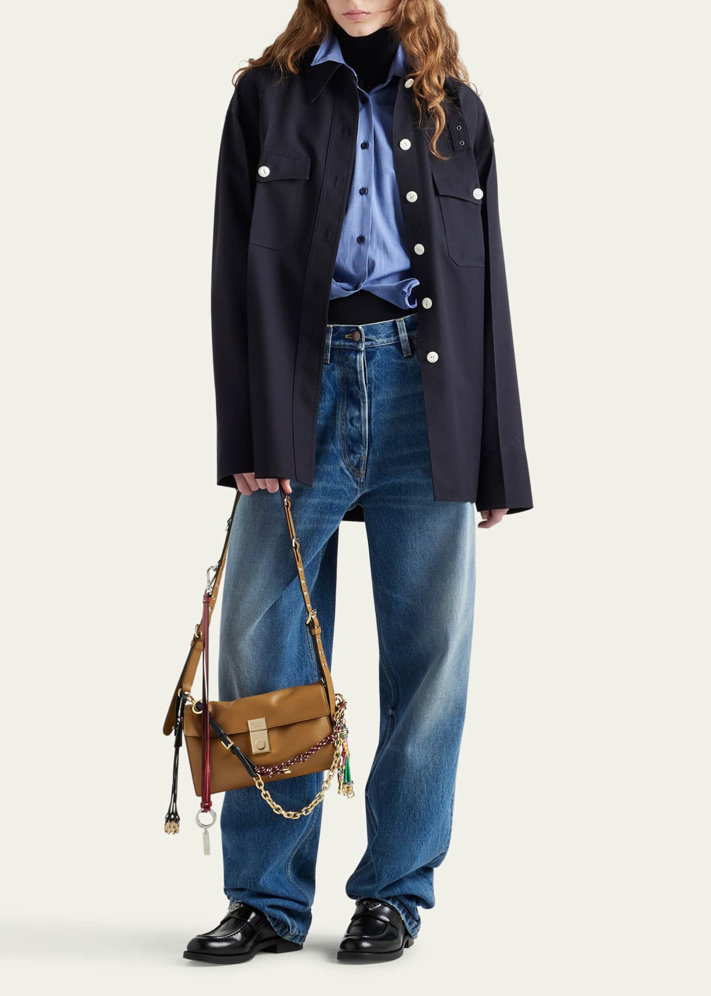 Prada Small Soft Sound Leather Shoulder Bag - Bergdorf Goodman
