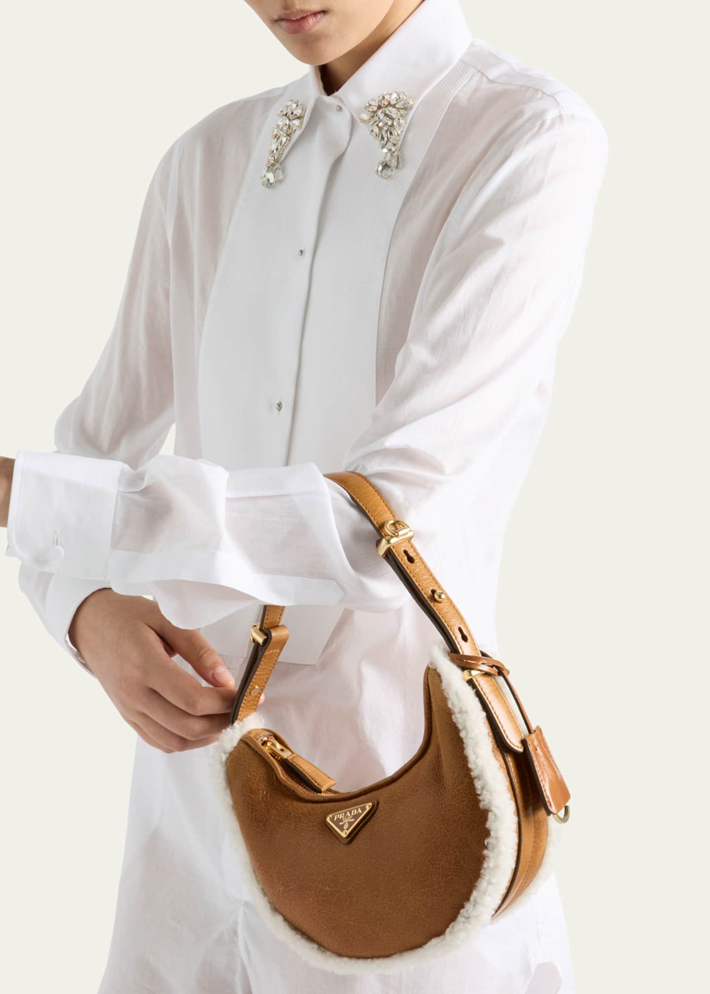 Prada Arque Sheep Shearling Shoulder Bag Image 2 of 5