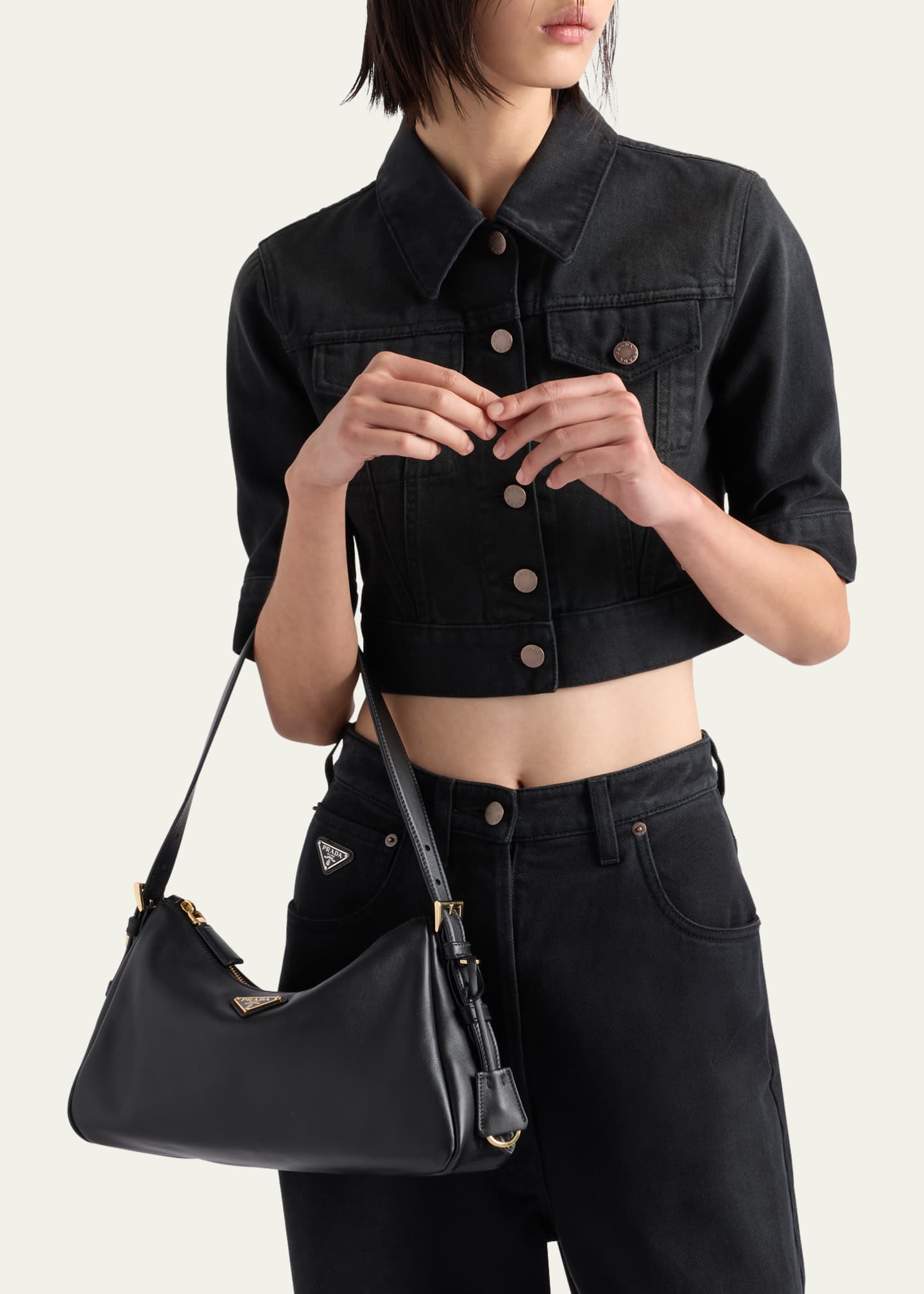 Prada Medium Aimee Zip Leather Shoulder Bag Image 2 of 4