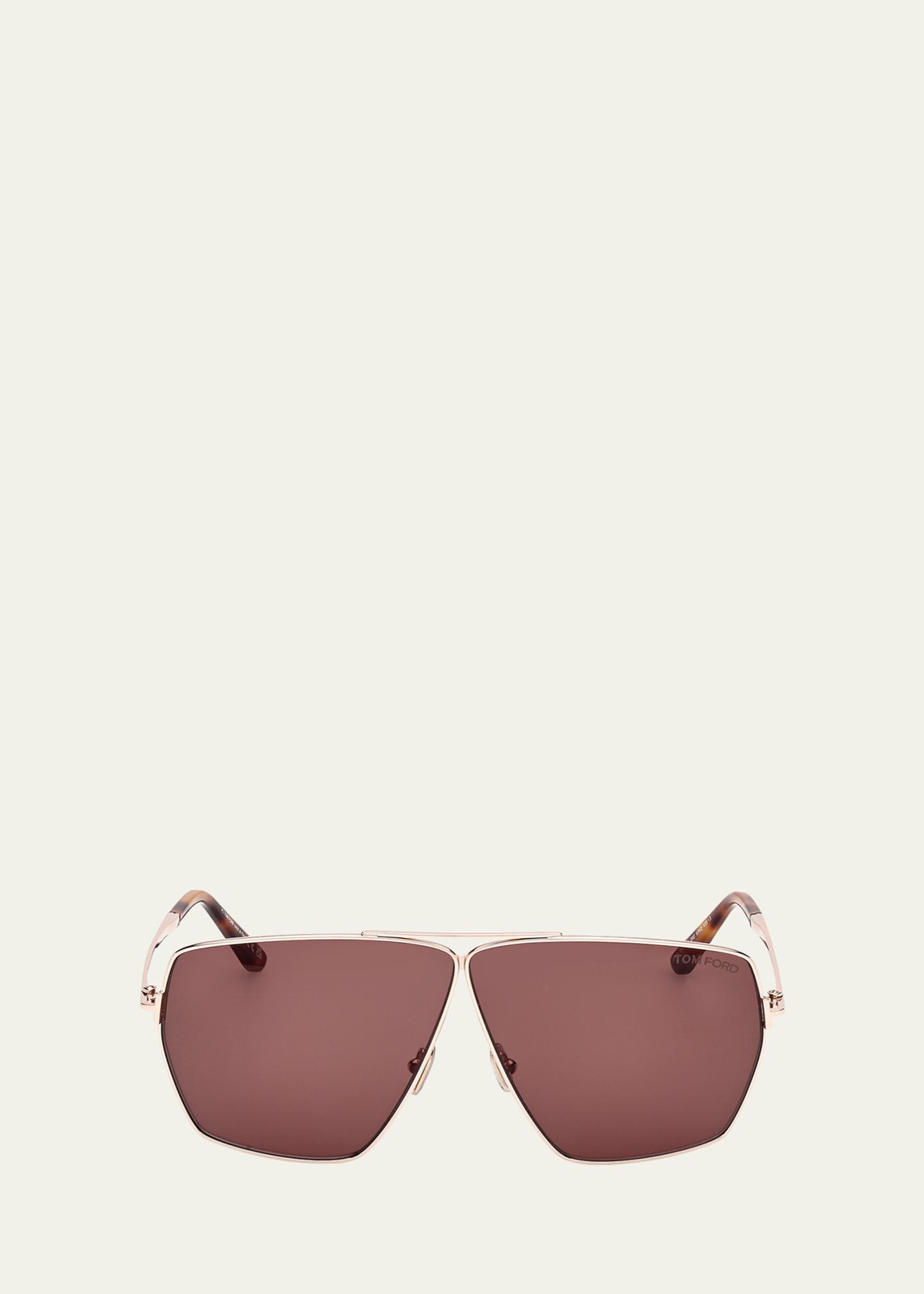 TOM FORD Stella Aviator Square Metal Sunglasses - Bergdorf 
