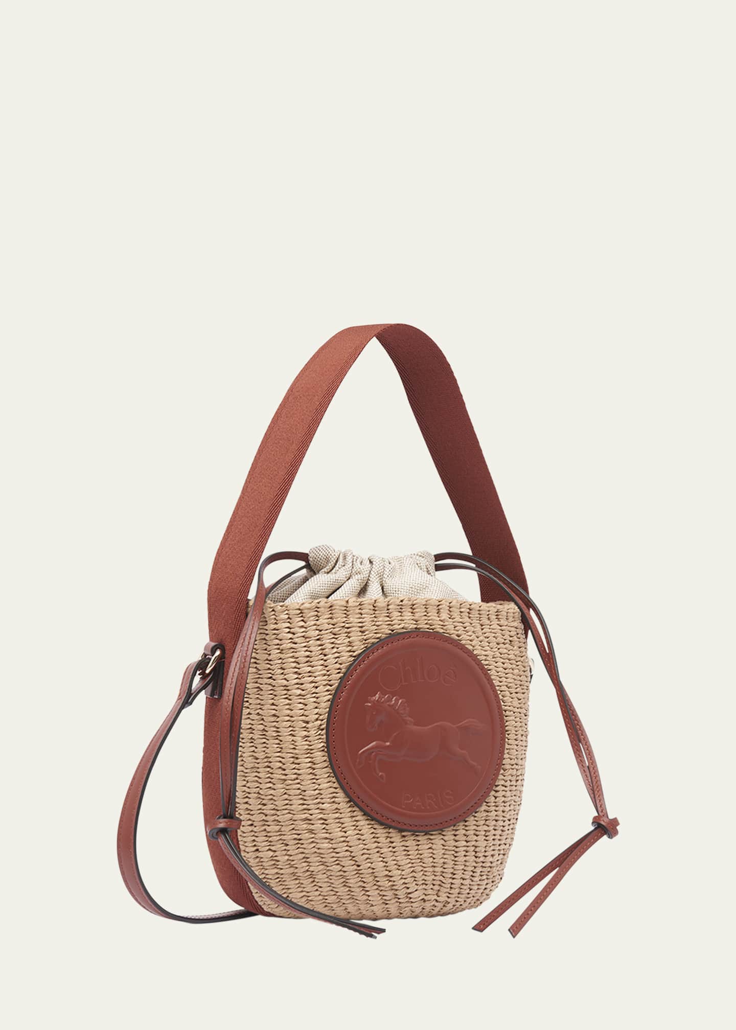 Chloe Horse Medal Bucket Bag in Paper and Leather