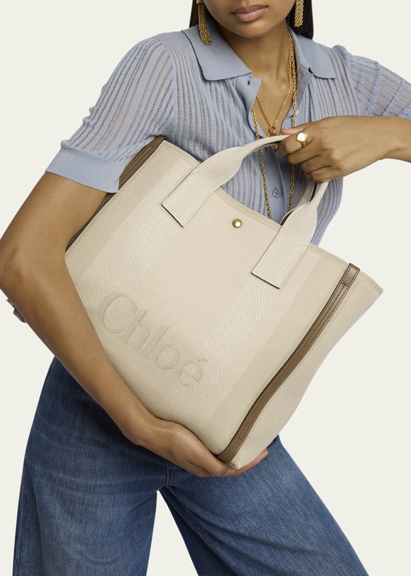 Chloe Large Carry Tote Bag in Jacquard Canvas Image 2 of 6