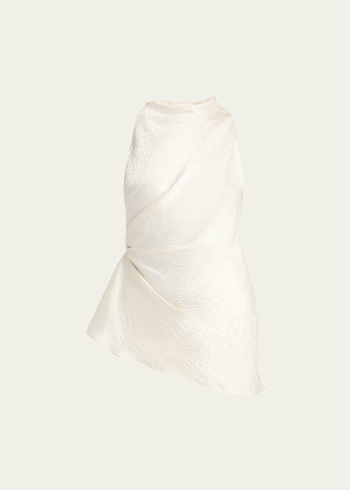 McQueen Asymmetric Ruched Smashed Satin Top Image 1 of 5