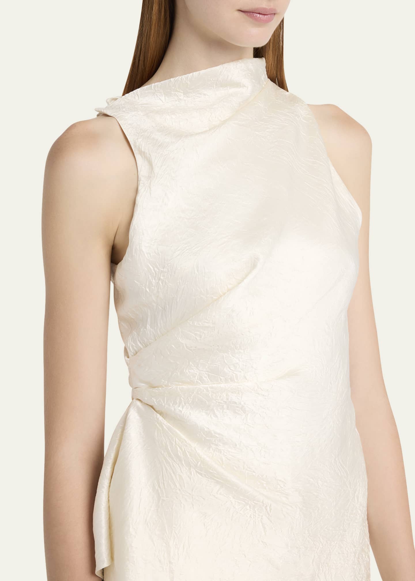 McQueen Asymmetric Ruched Smashed Satin Top Image 5 of 5