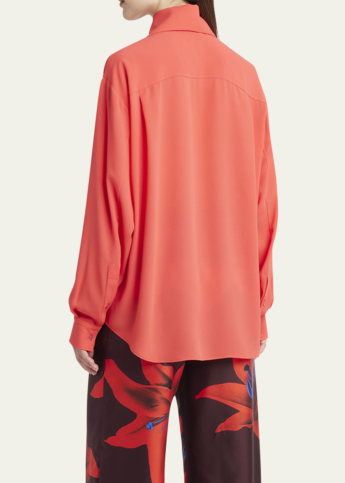 McQueen Exaggerated Collar Semi Sheer Button-Down Blouse Image 3 of 5