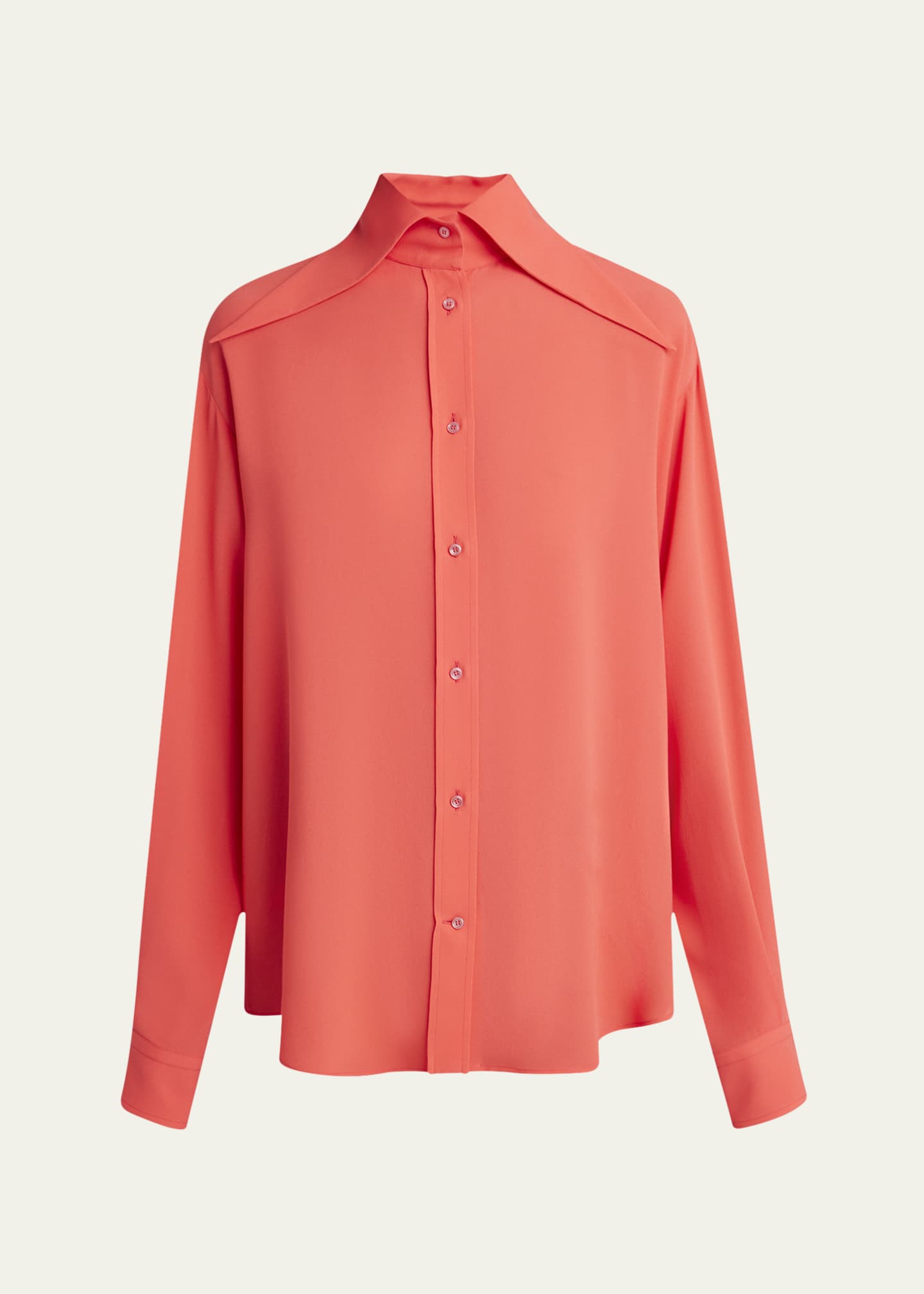 McQueen Exaggerated Collar Semi Sheer Button-Down Blouse Image 1 of 5