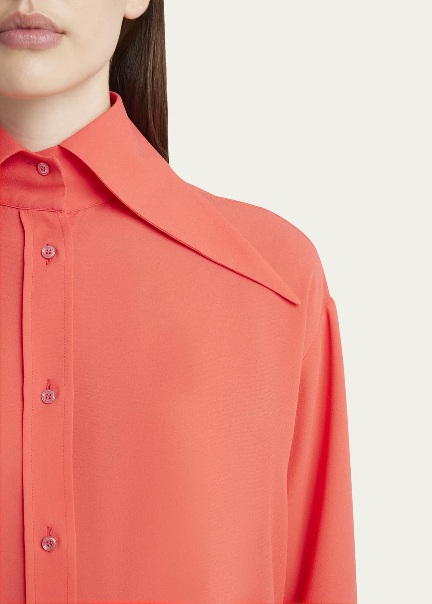 McQueen Exaggerated Collar Semi Sheer Button-Down Blouse Image 5 of 5