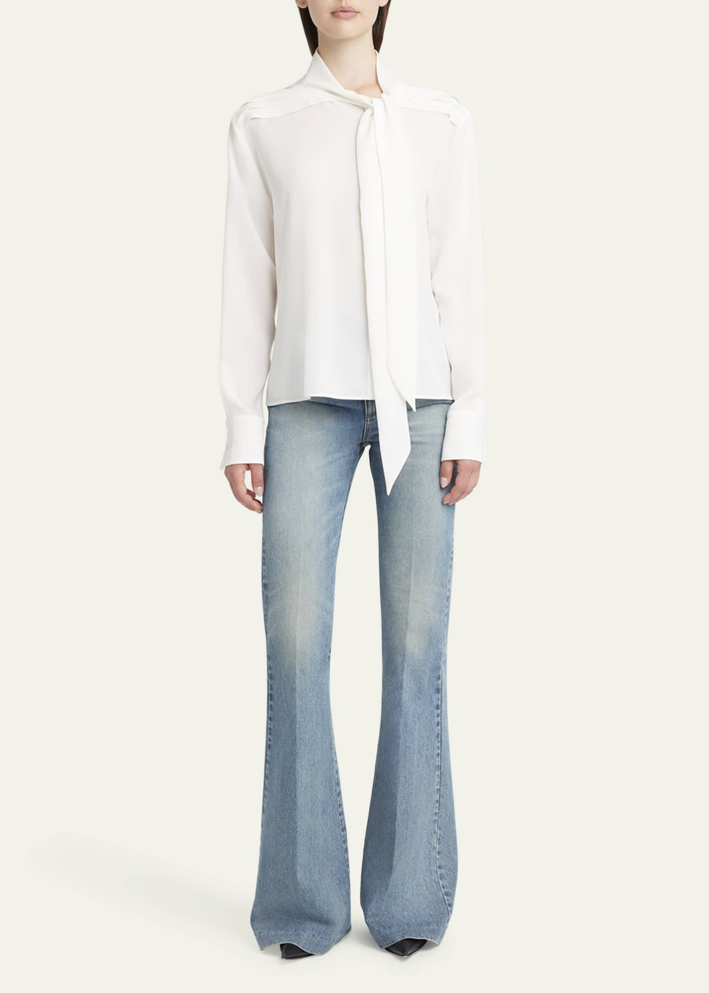 McQueen Tie-Neck Georgette Blouse Image 2 of 5