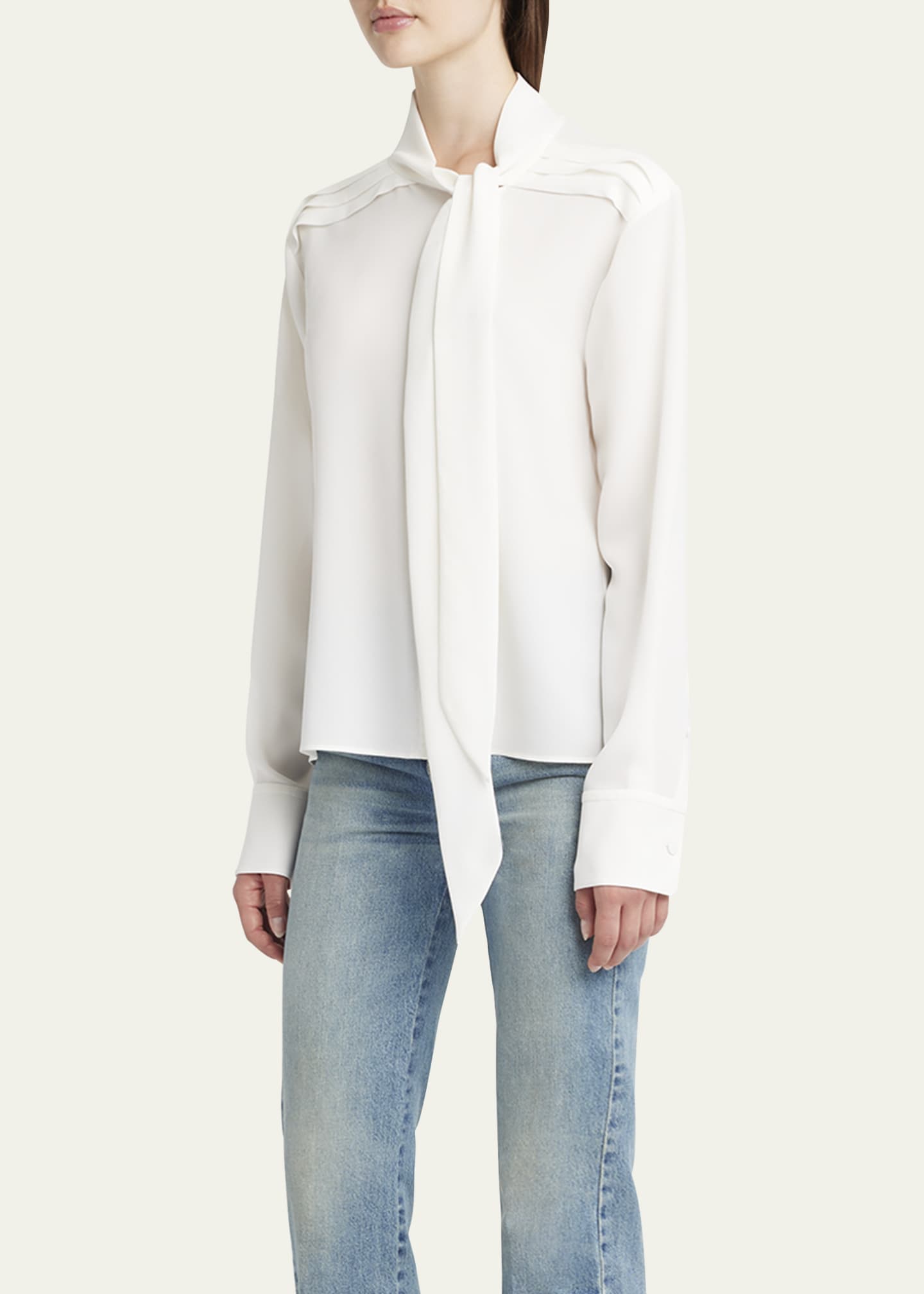 McQueen Tie-Neck Georgette Blouse Image 4 of 5