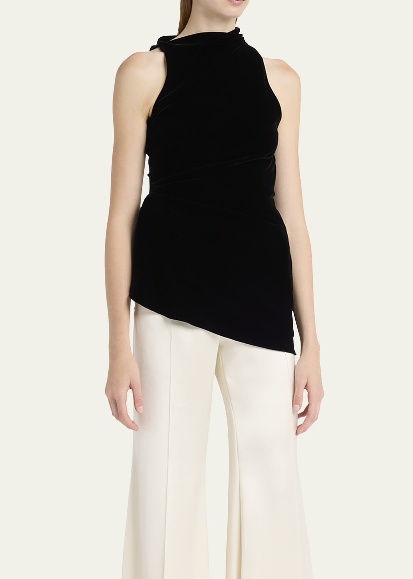 McQueen Velvet Asymmetric Ruched Top Image 4 of 5