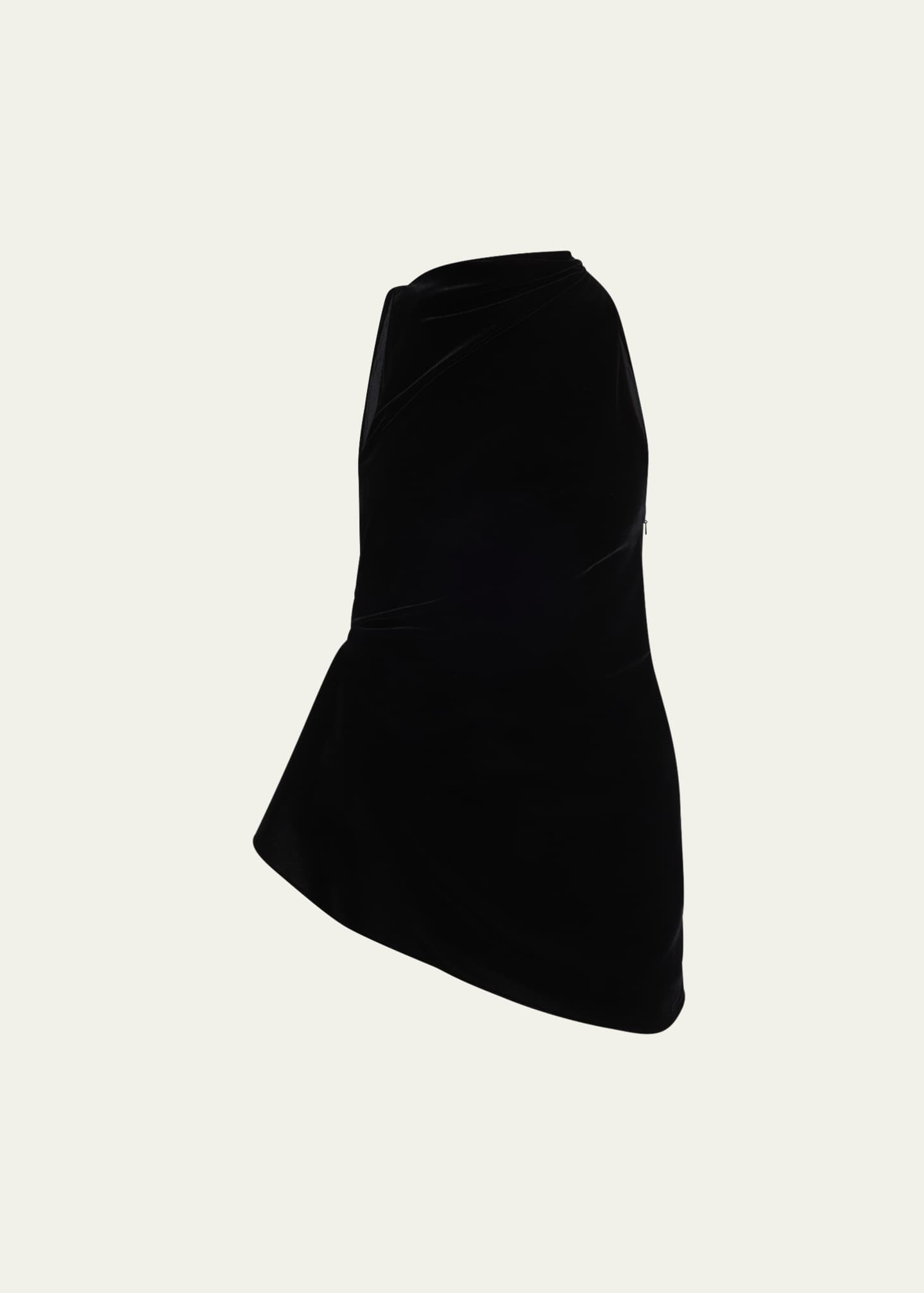 McQueen Velvet Asymmetric Ruched Top Image 1 of 5