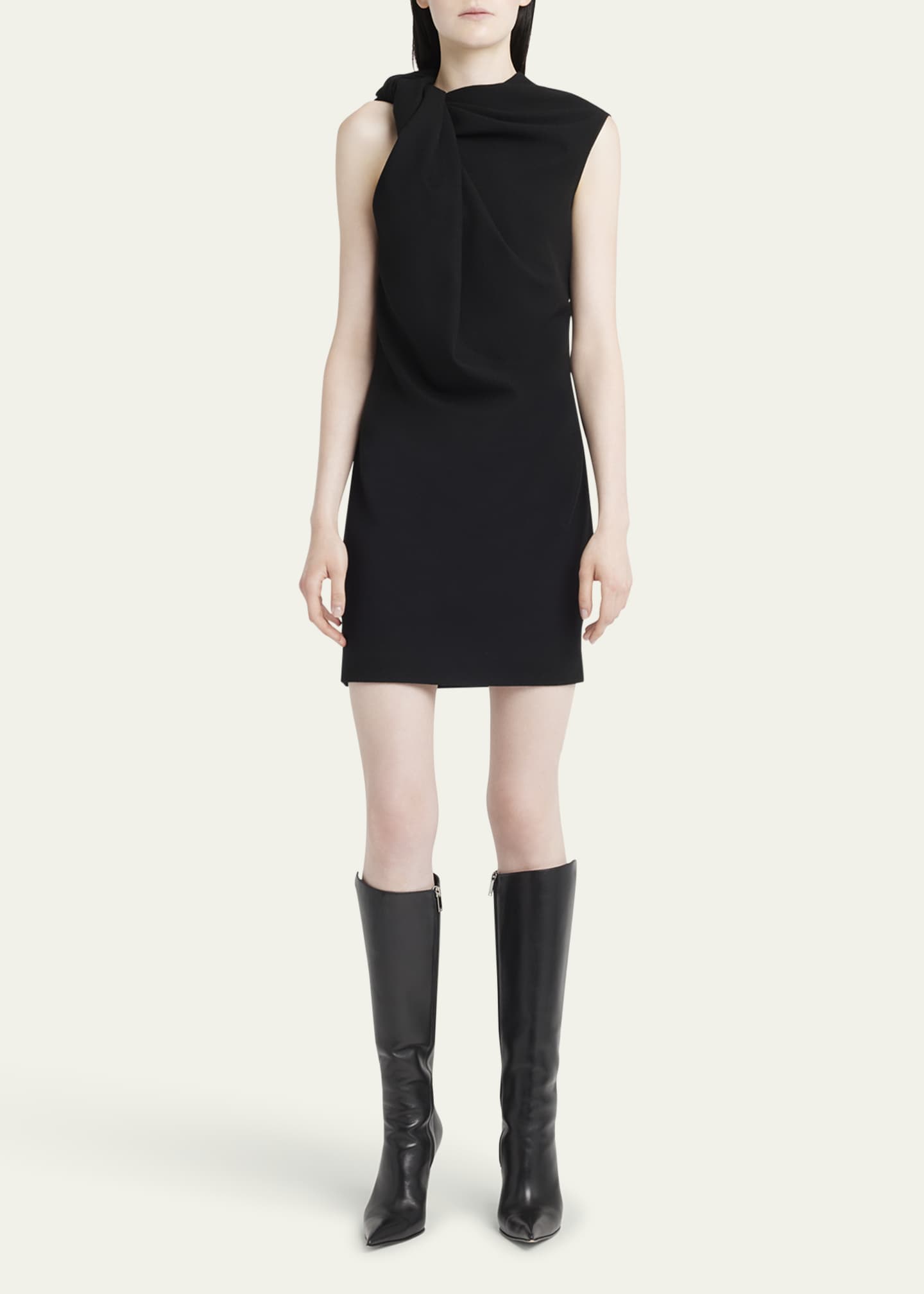 McQueen Sleeveless Twist-Neck Mini Dress Image 2 of 5