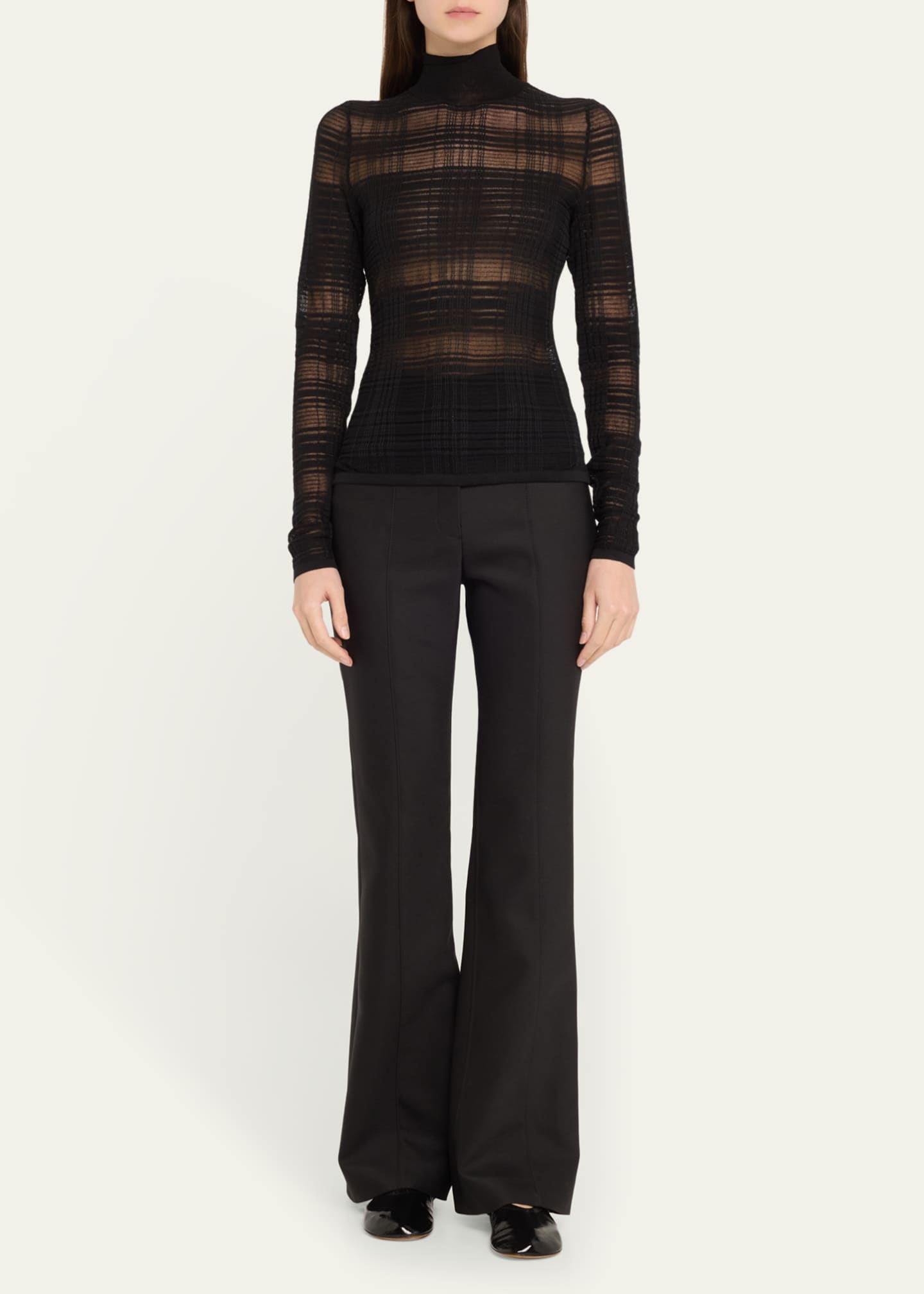 Proenza Schouler White Label Stefanie Plaid Knit Turtleneck Sweater Image 2 of 5
