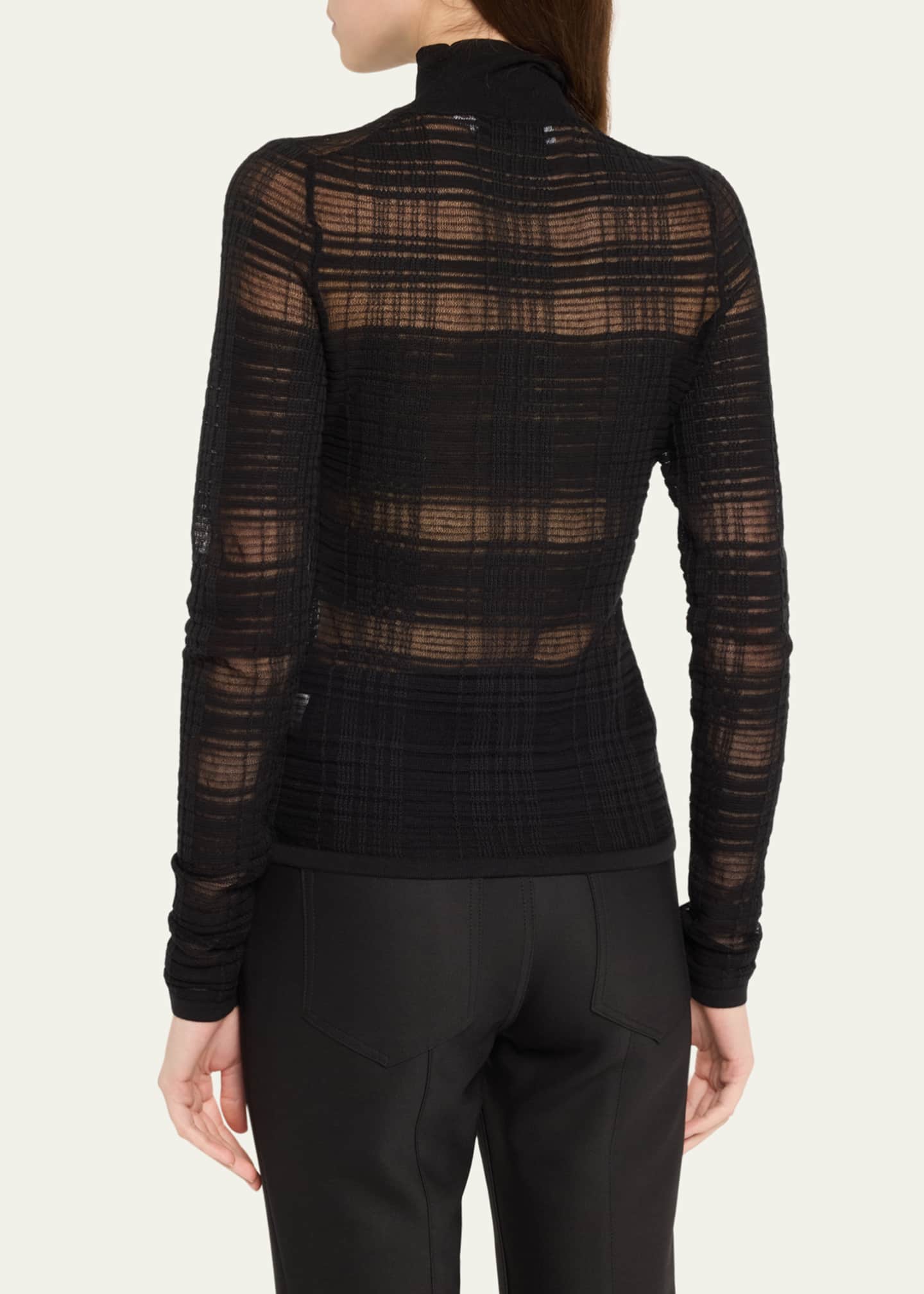 Proenza Schouler White Label Stefanie Plaid Knit Turtleneck Sweater Image 3 of 5