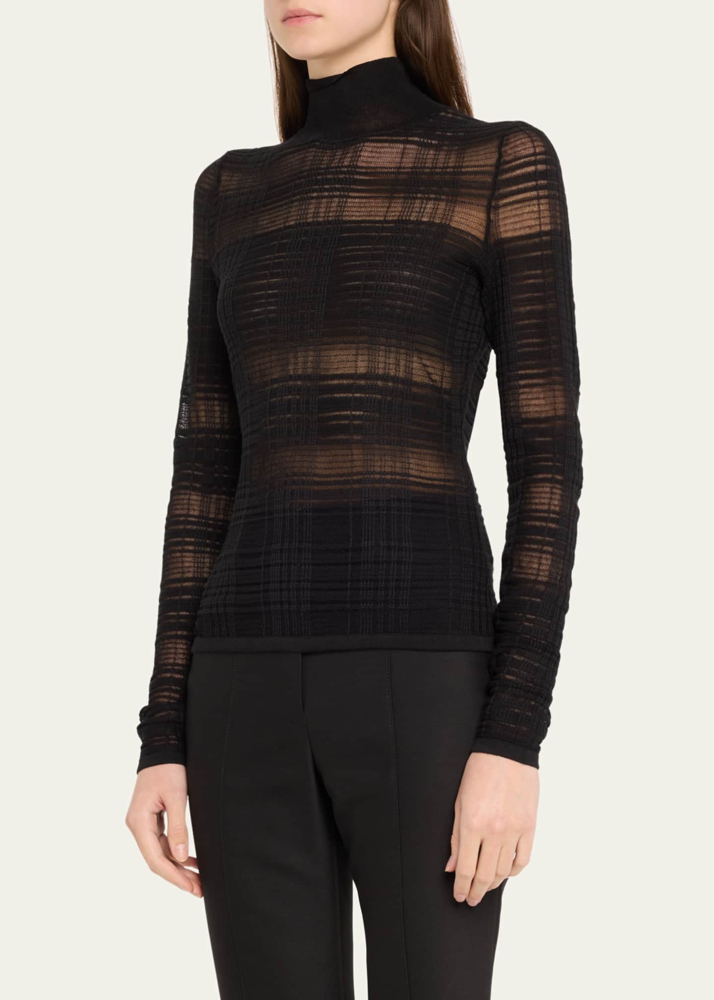 Proenza Schouler White Label Stefanie Plaid Knit Turtleneck Sweater Image 4 of 5