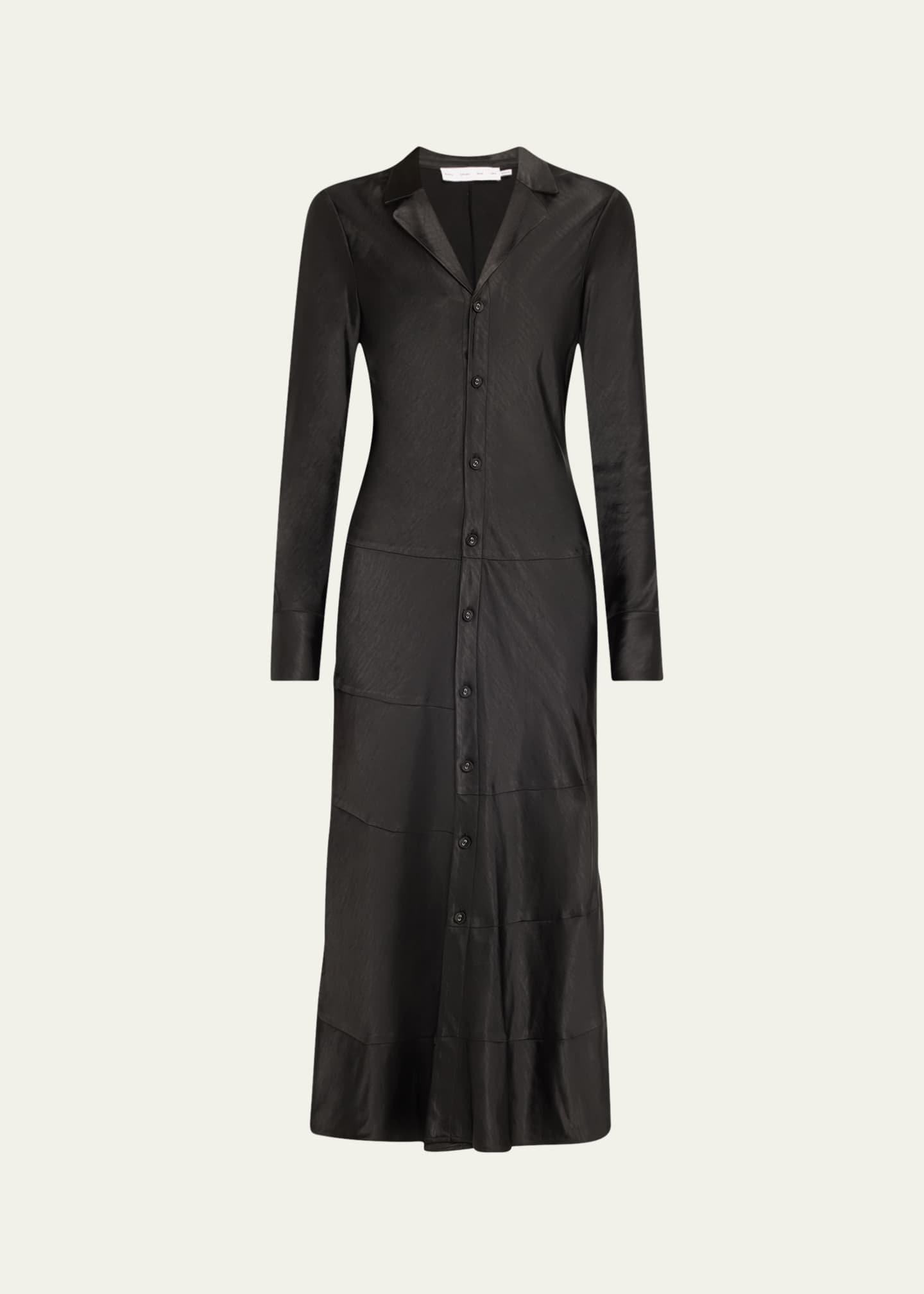 Amelie Satin Button-Front Midi Dress