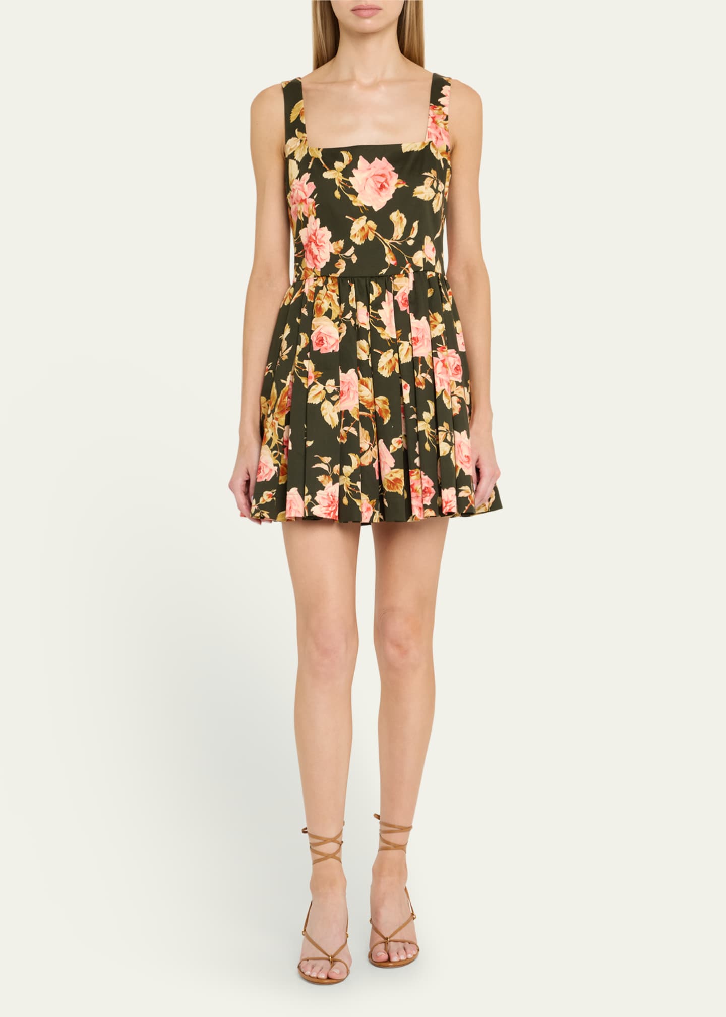 Basil Floral Flare Mini Dress - Thumbnail 2