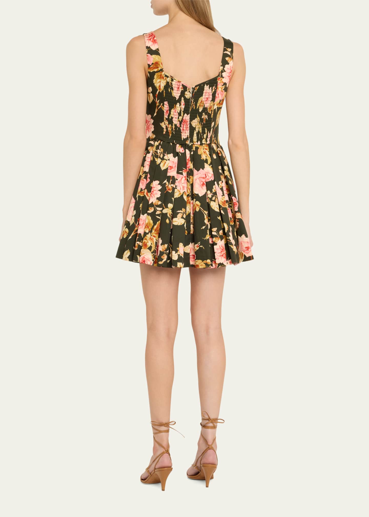 Basil Floral Flare Mini Dress - Thumbnail 3
