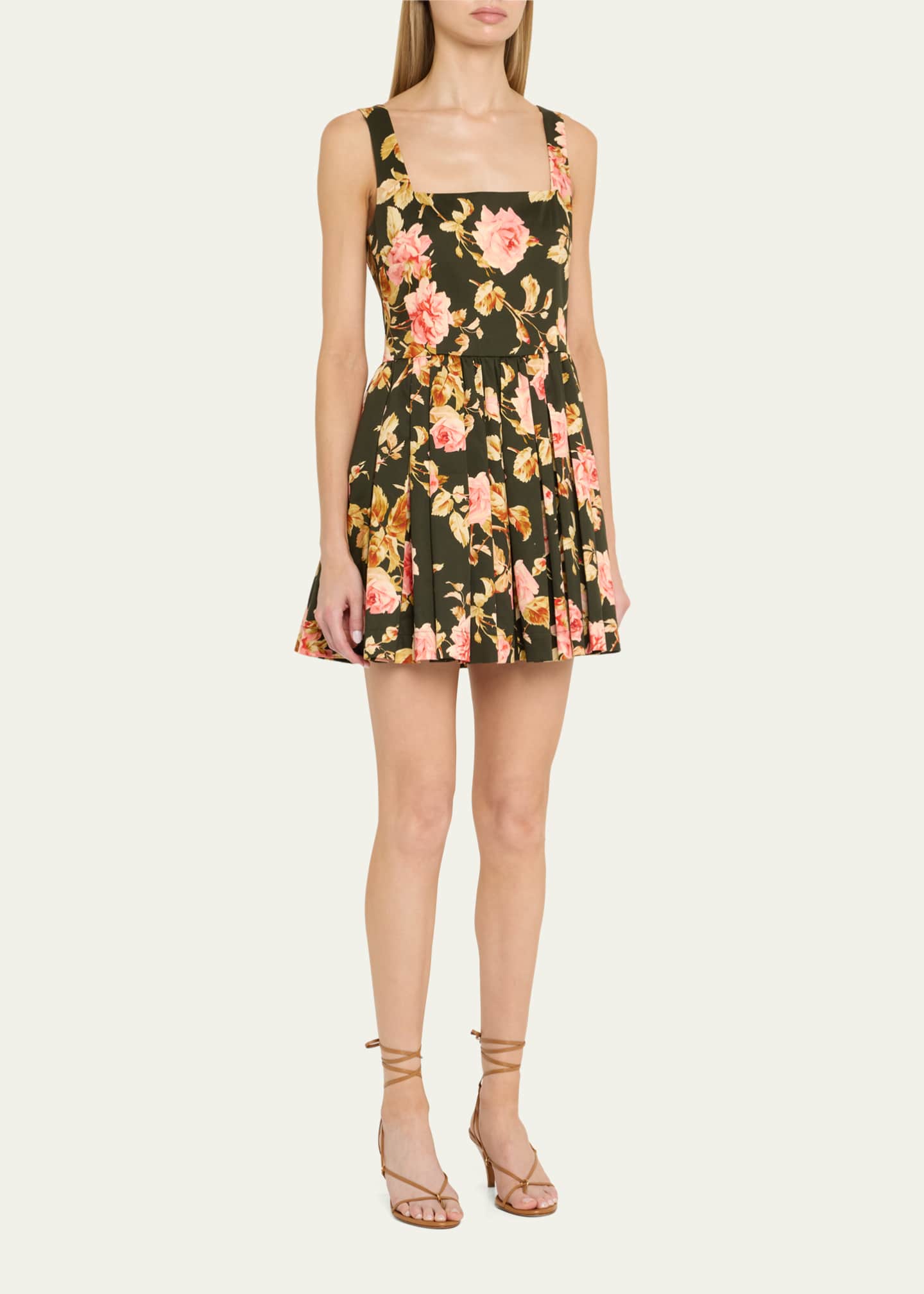 Basil Floral Flare Mini Dress - Thumbnail 4