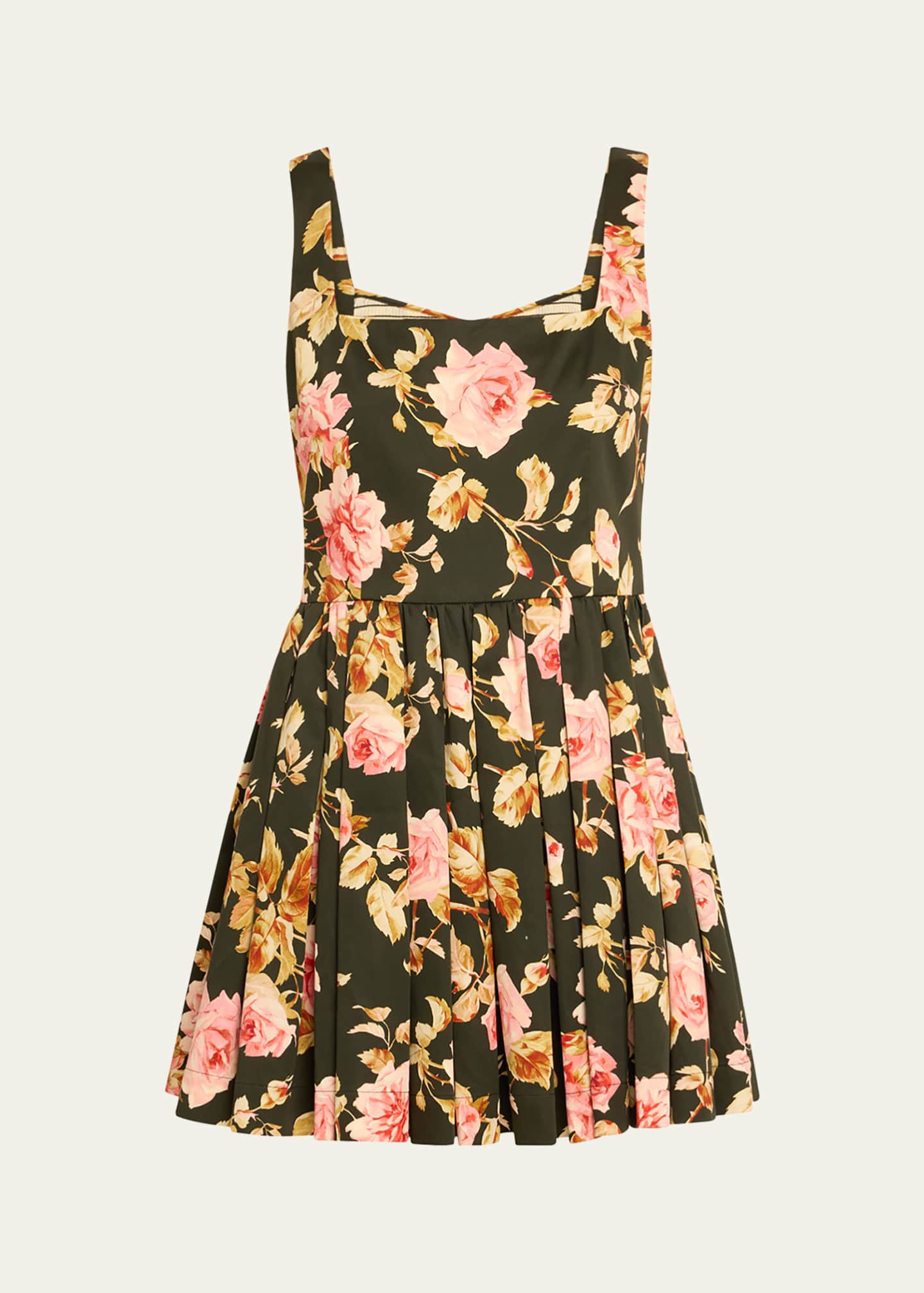 Basil Floral Flare Mini Dress