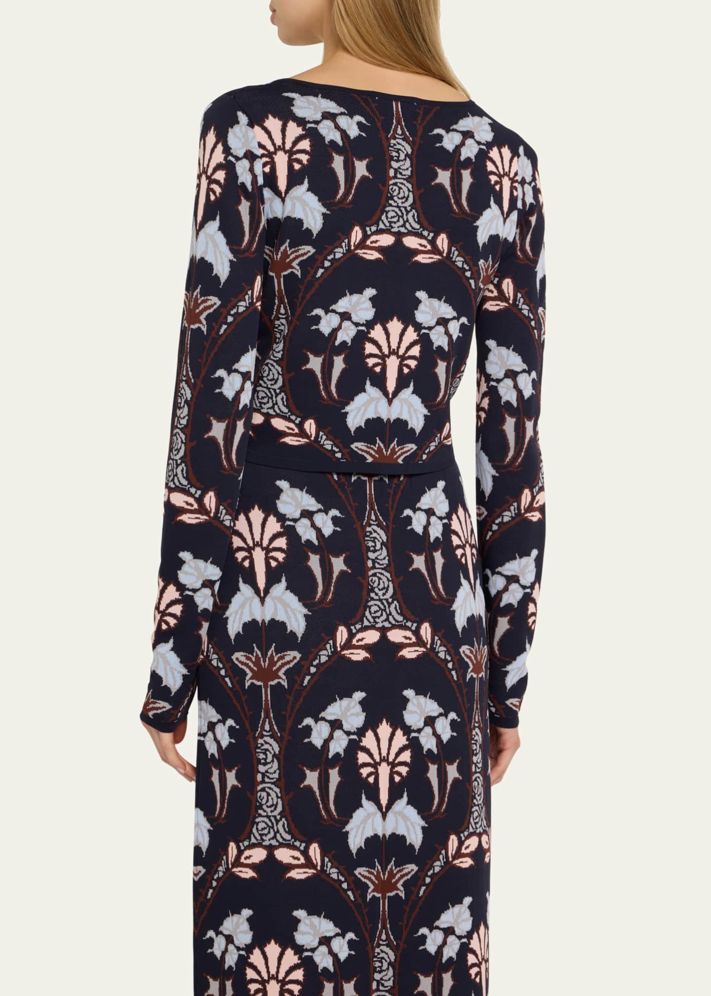 Llana Jacquard Knit Cardigan - Thumbnail 3