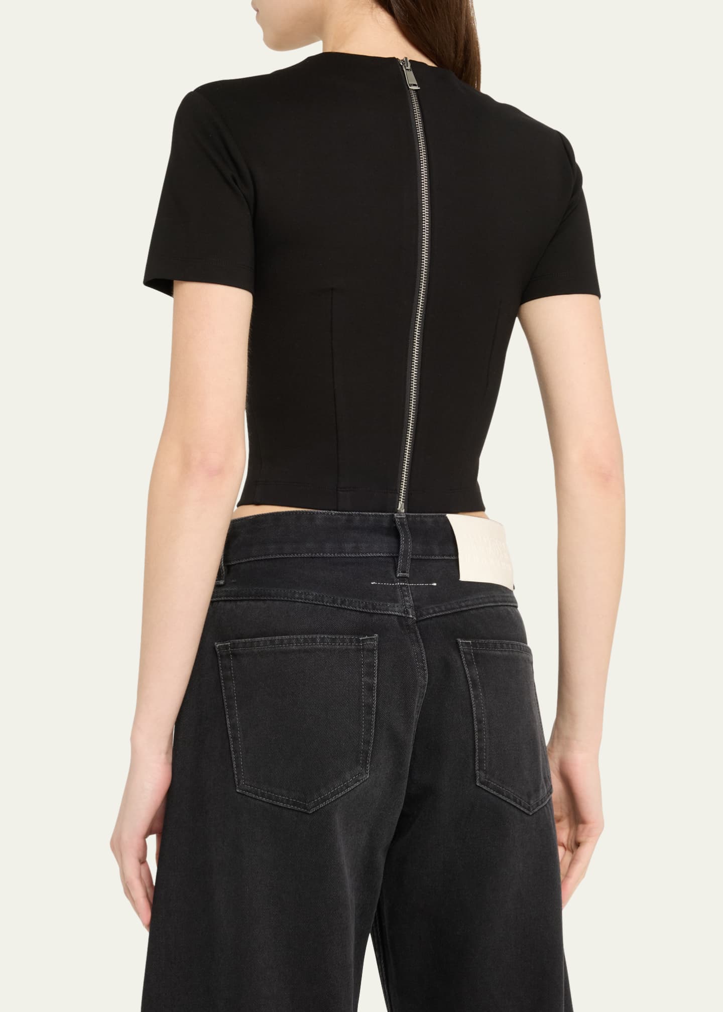 AREA Zipper Bustier Cup Crop T-Shirt Image 3 of 5