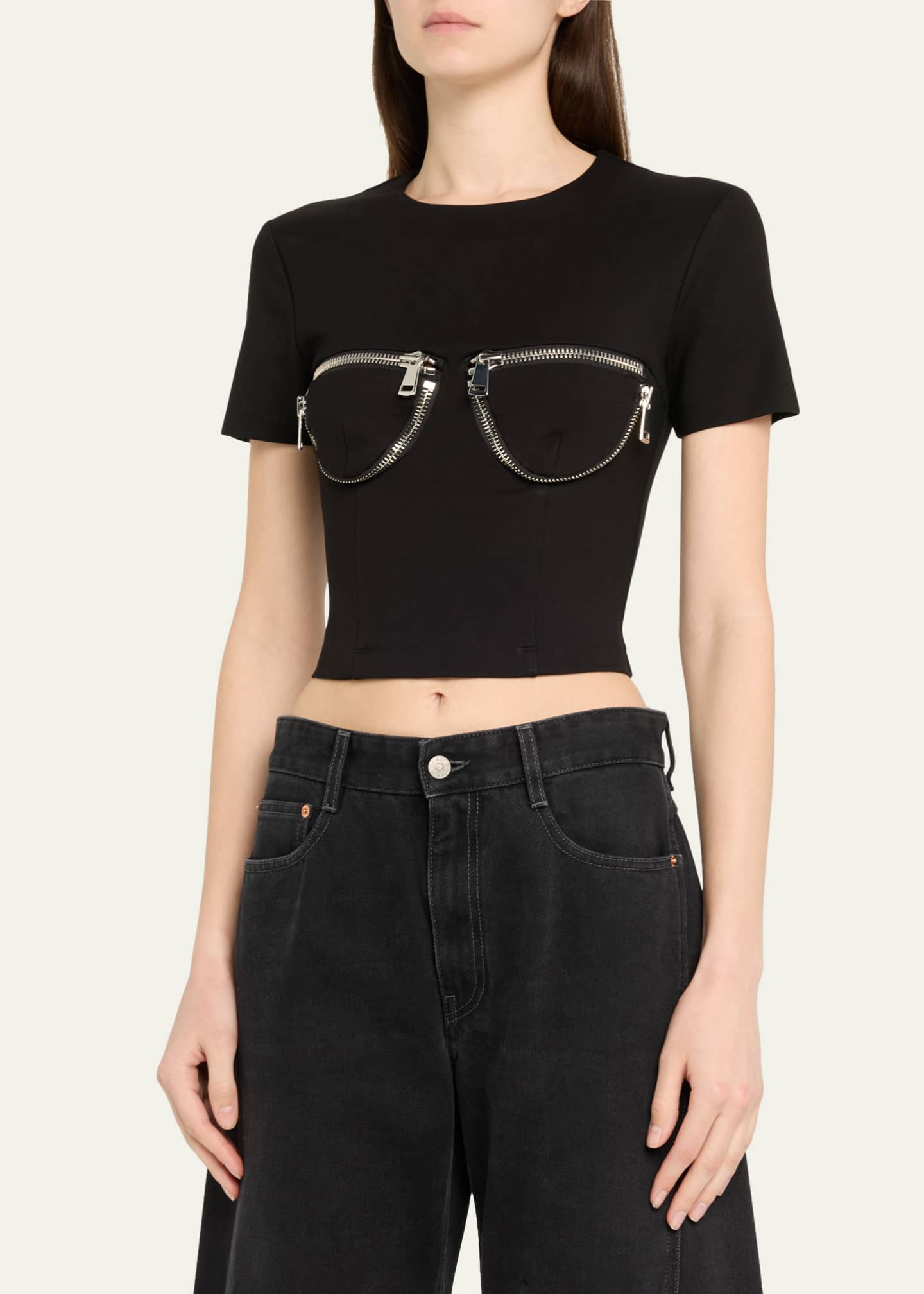 AREA Zipper Bustier Cup Crop T-Shirt Image 4 of 5