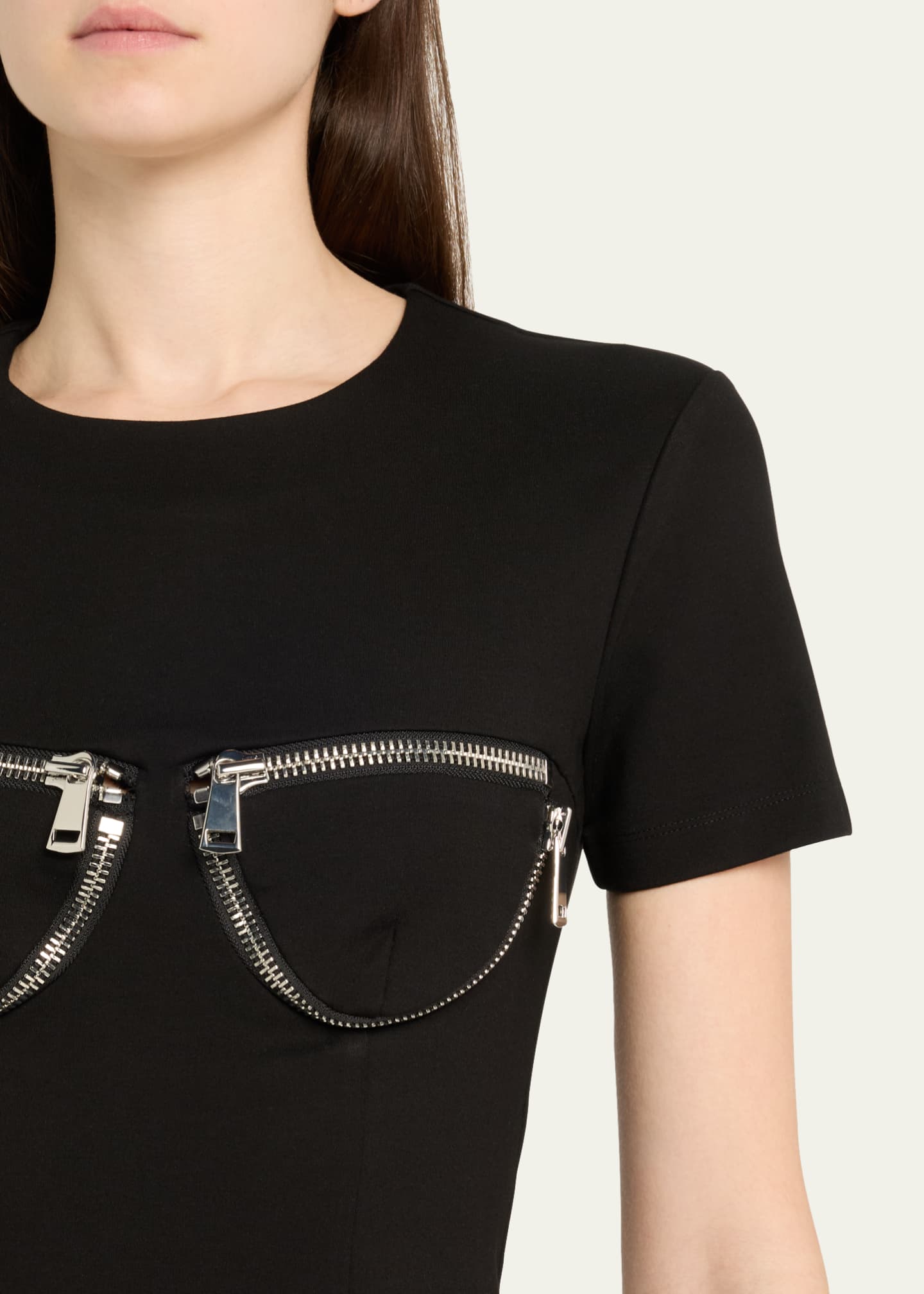 AREA Zipper Bustier Cup Crop T-Shirt Image 5 of 5