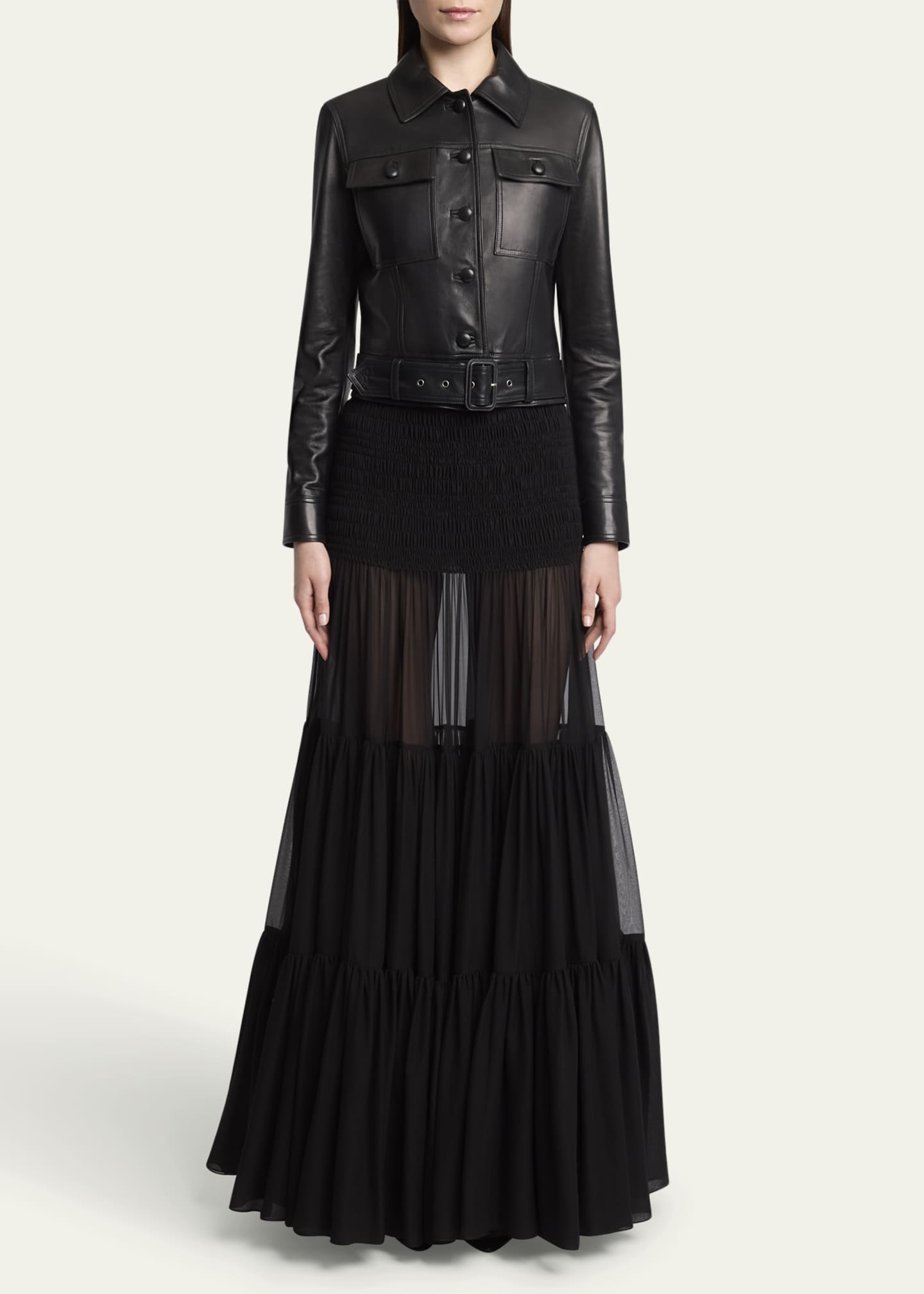 Saint Laurent Leather Button Down Jacket Image 2 of 5