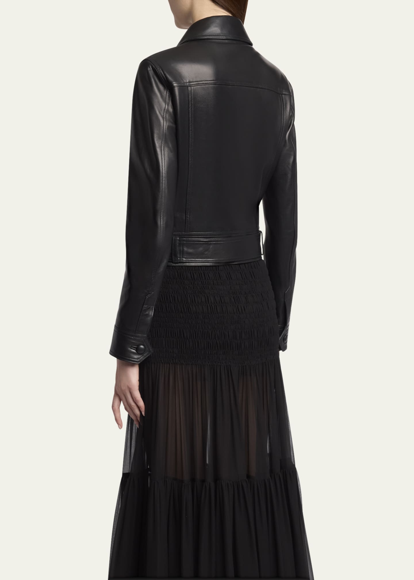 Saint Laurent Leather Button Down Jacket Image 3 of 5