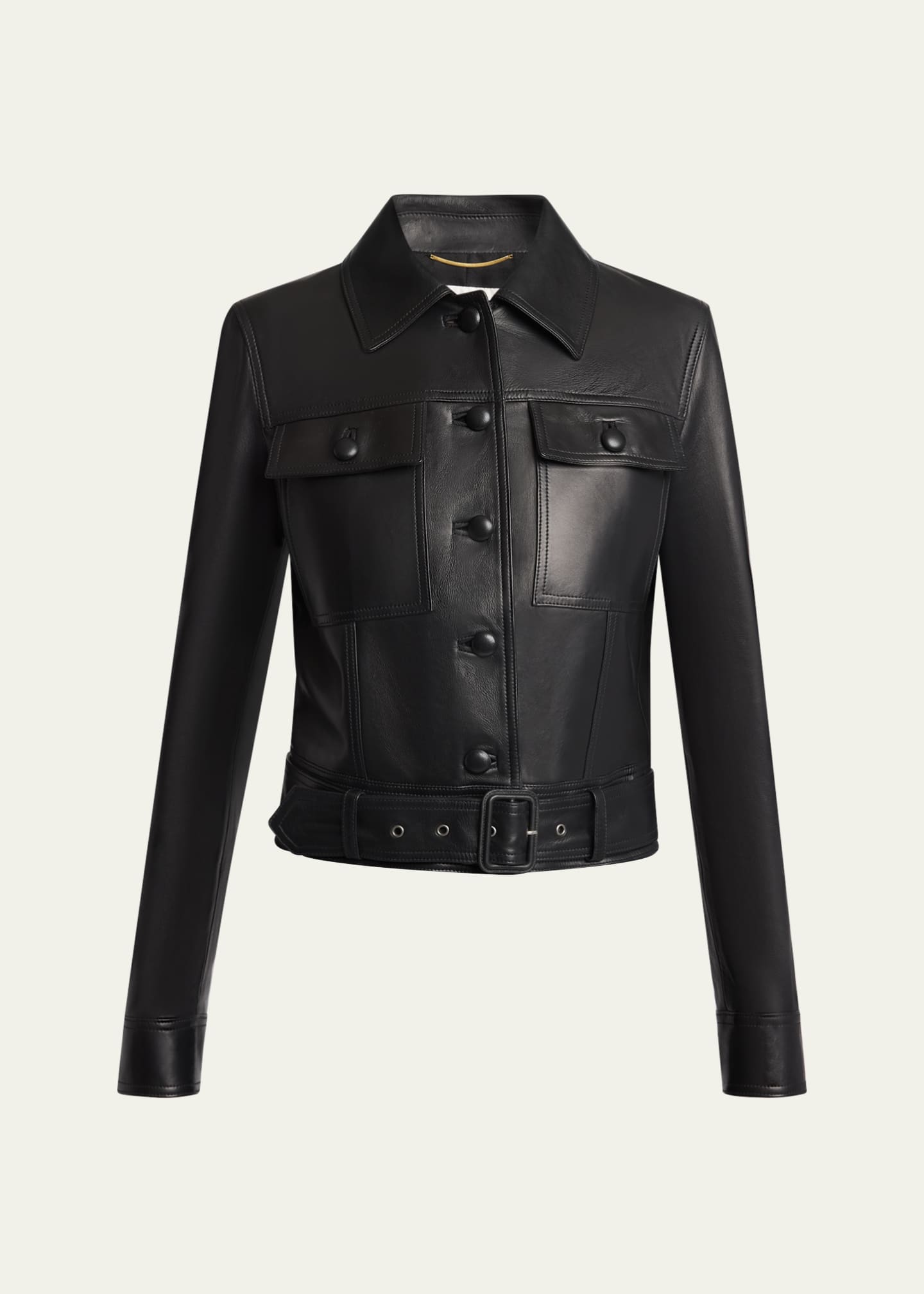 Saint Laurent Leather Button Down Jacket Image 1 of 5