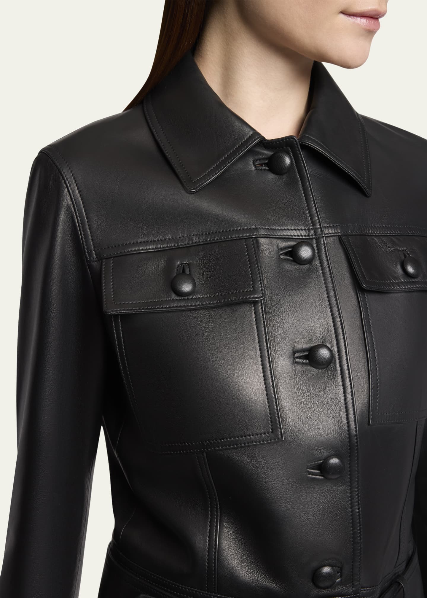 Saint Laurent Leather Button Down Jacket Image 5 of 5