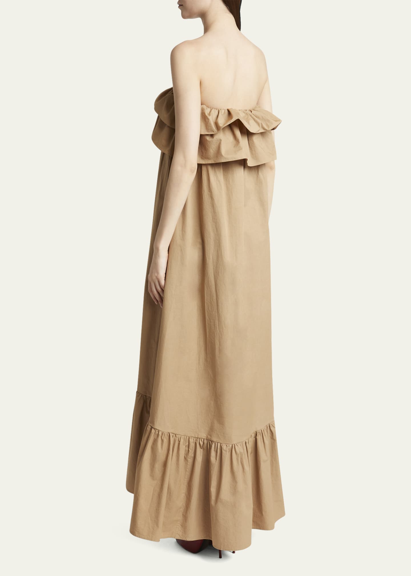 Saint Laurent Long Strapless Ruffled Dress Image 3 of 5