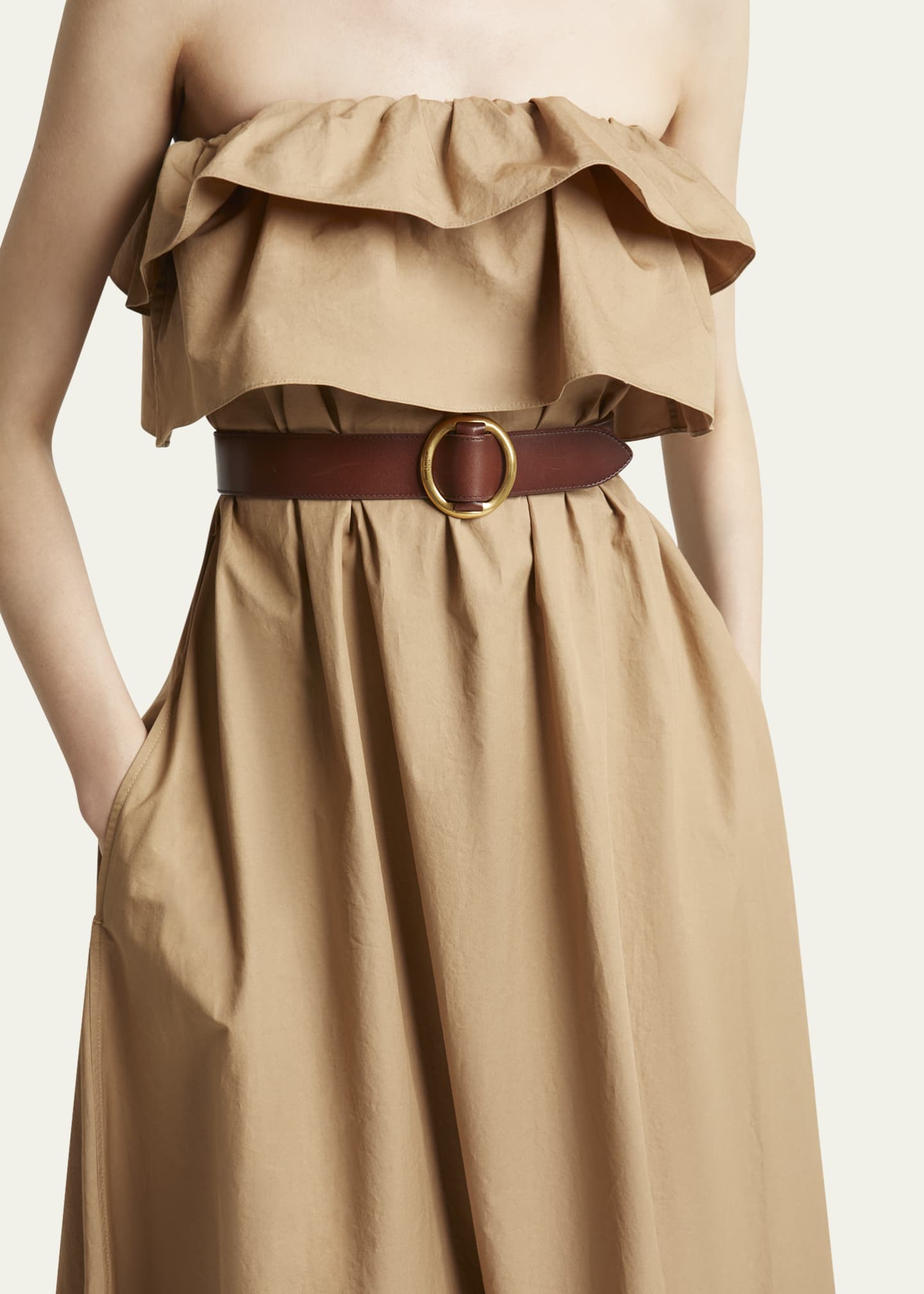 Saint Laurent Long Strapless Ruffled Dress Image 5 of 5