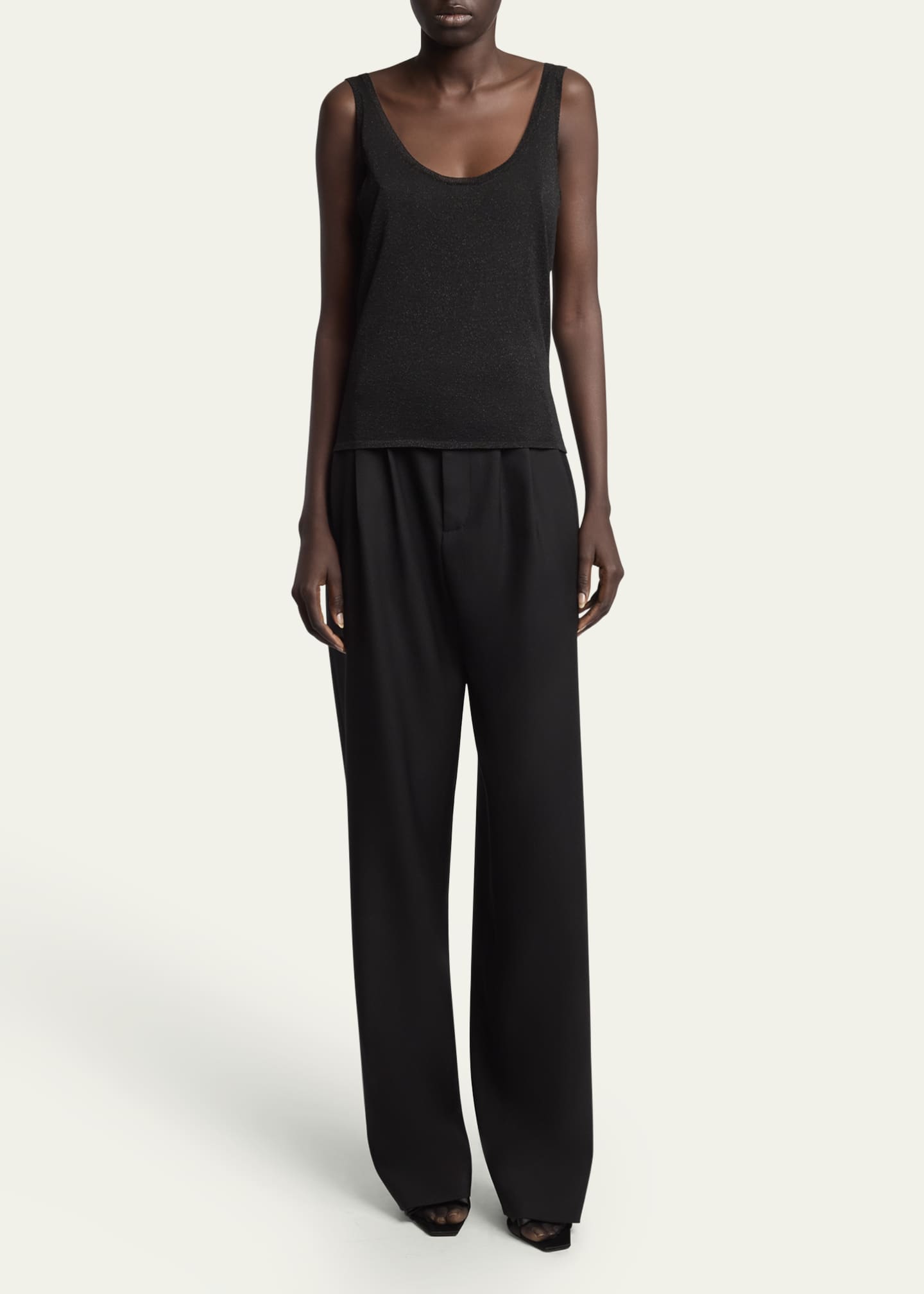 Saint Laurent Metallic Knit Sleeveless Tank Top Image 2 of 5