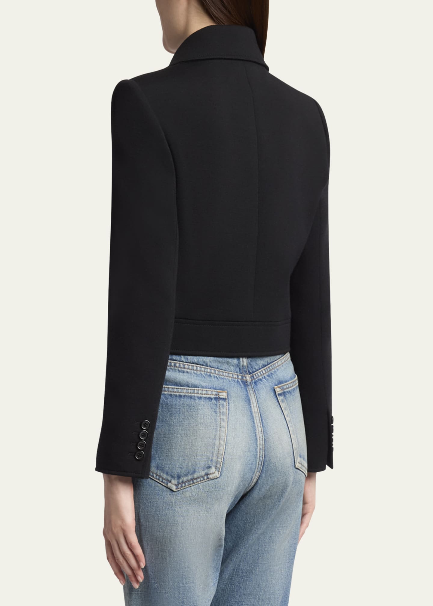 Saint Laurent Collared Button Down Wool Jacket Image 3 of 5