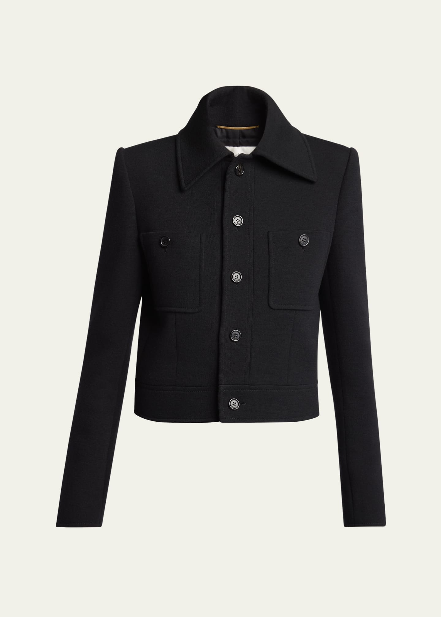 Saint Laurent Collared Button Down Wool Jacket Image 1 of 5