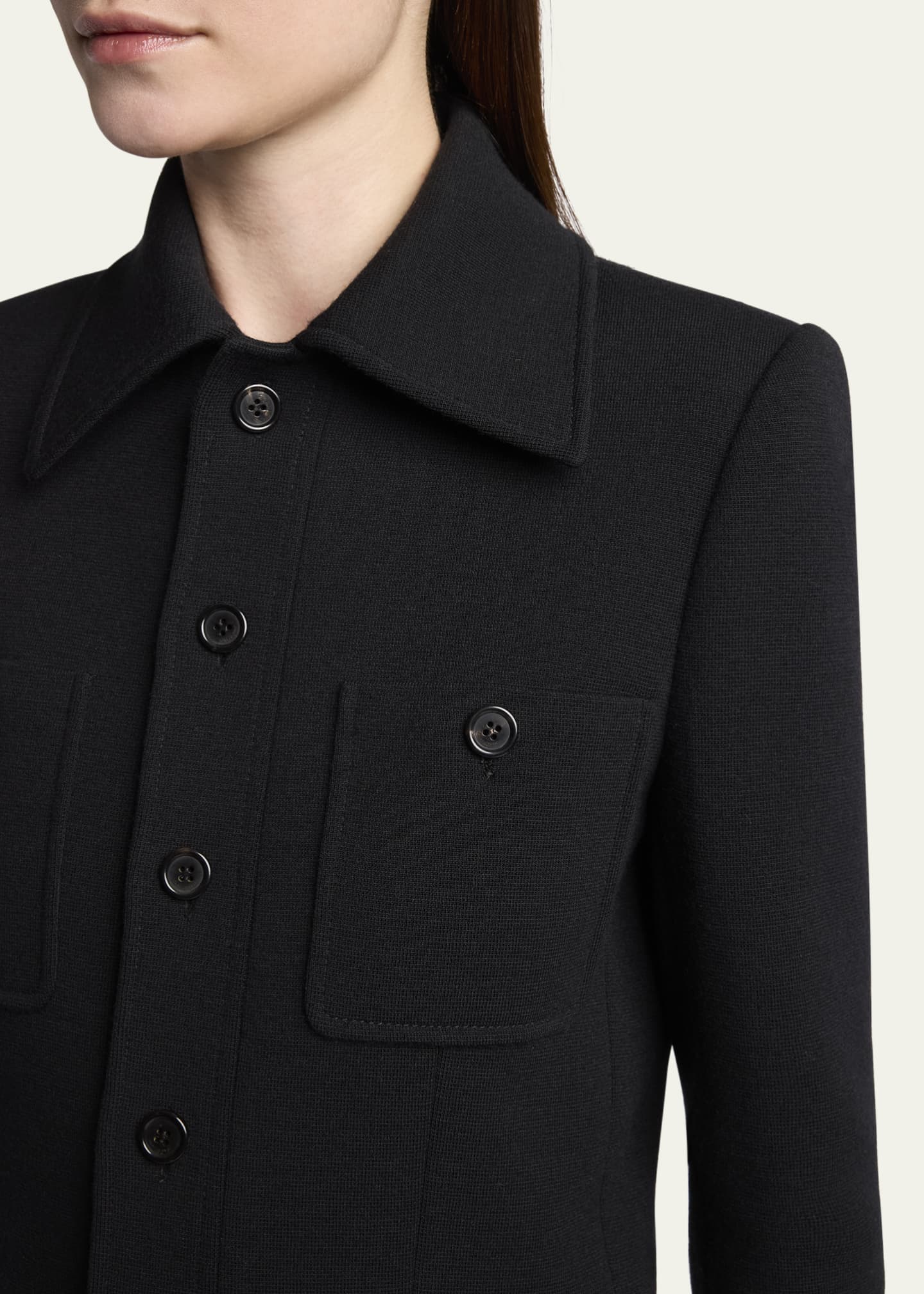 Saint Laurent Collared Button Down Wool Jacket Image 5 of 5