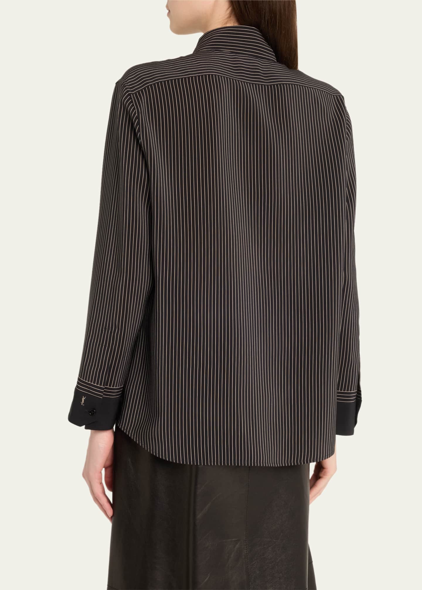 Saint Laurent Striped Silk Button-Down Shirt Image 3 of 5