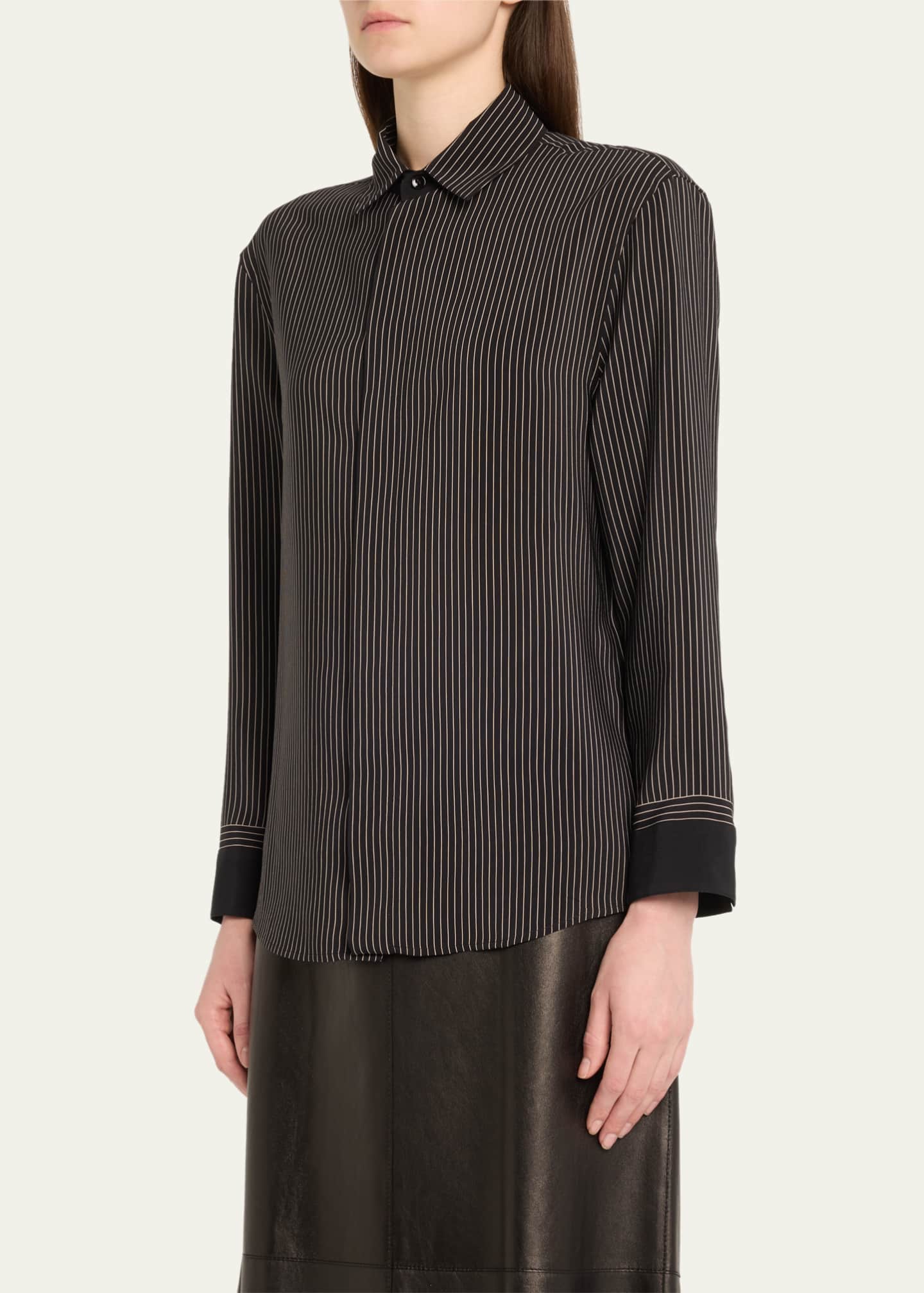 Saint Laurent Striped Silk Button-Down Shirt Image 4 of 5