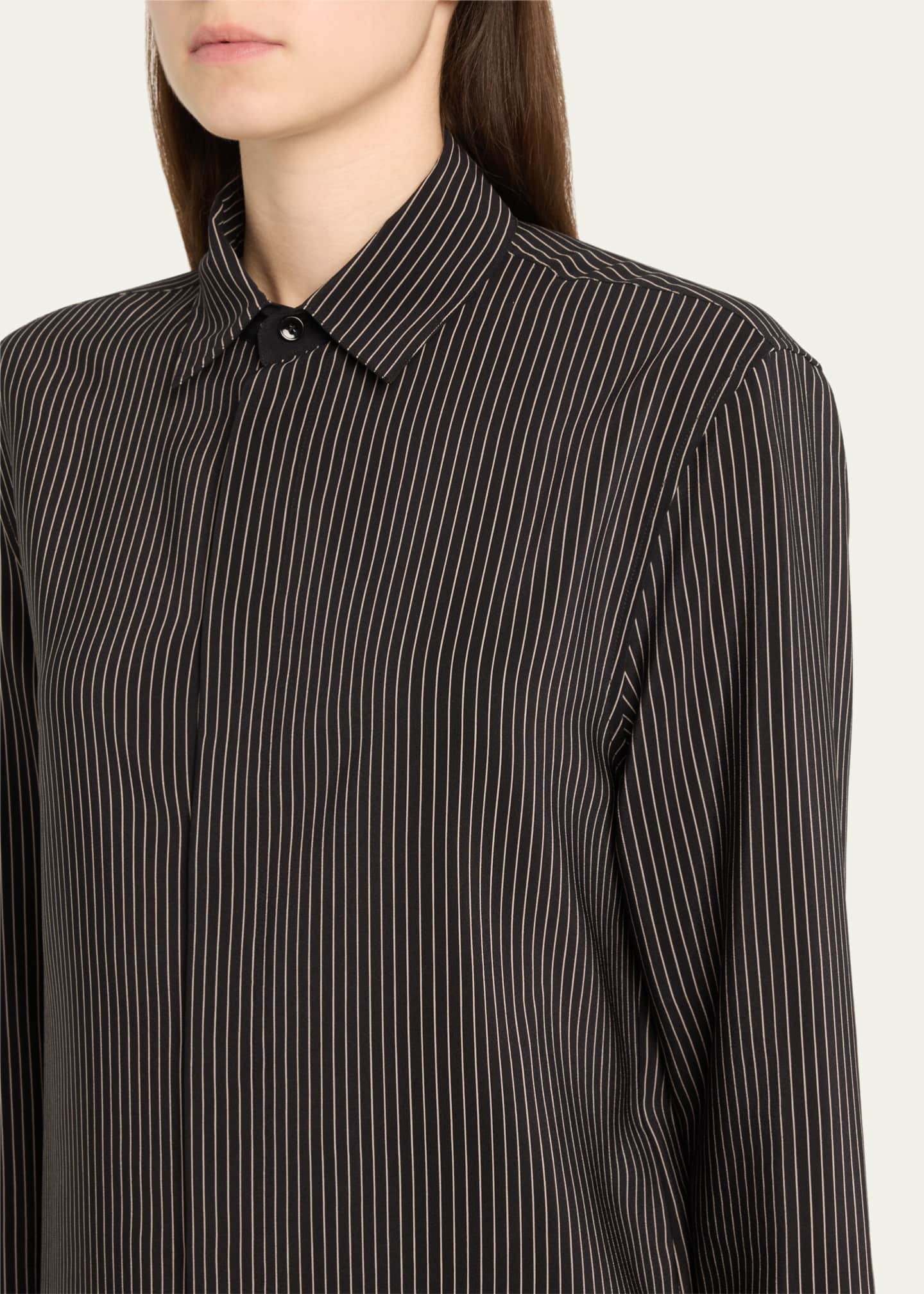 Saint Laurent Striped Silk Button-Down Shirt Image 5 of 5