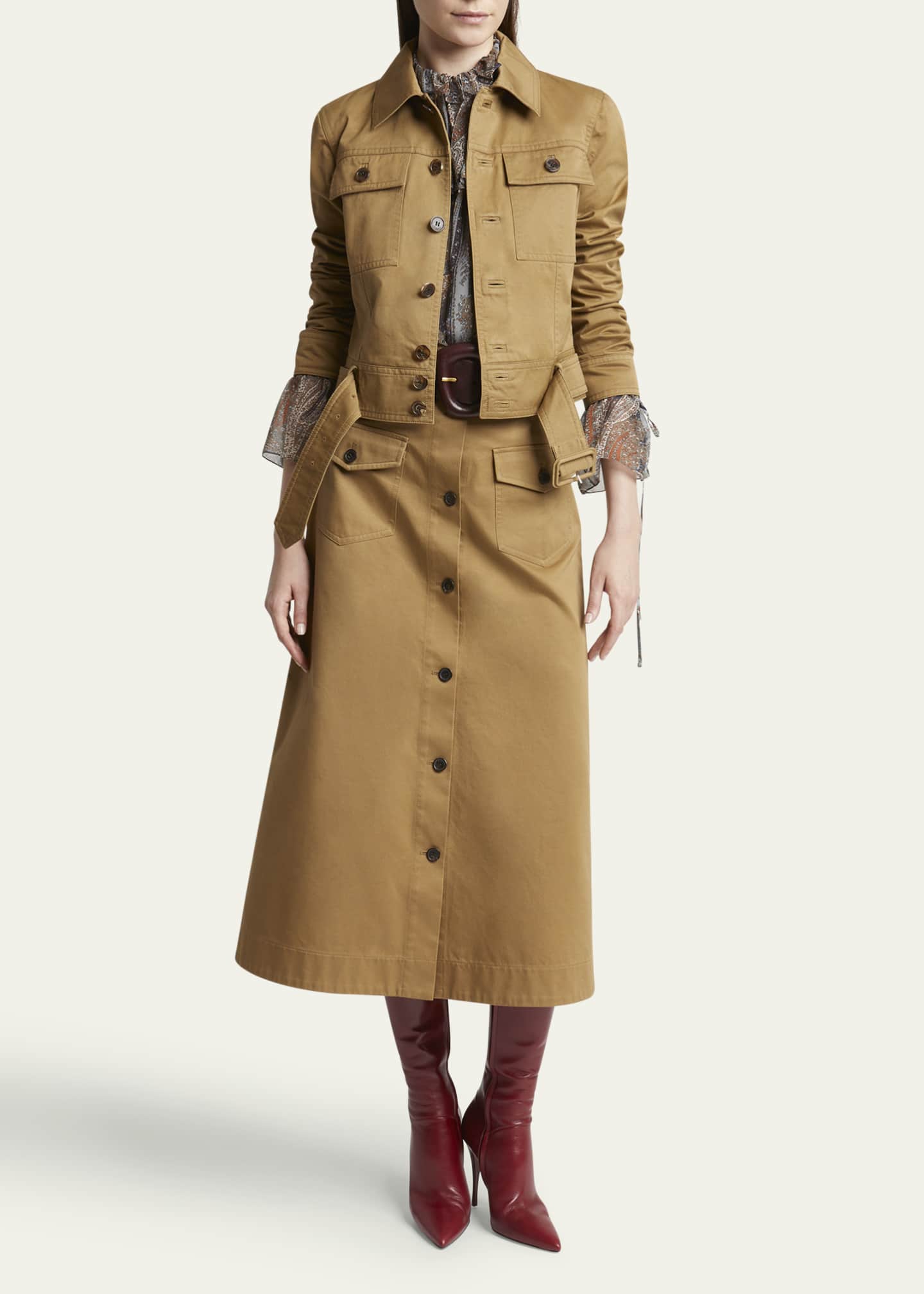 【関税＆送料込み】Saint Laurent Midi Button Skirt Saint Laurent Button Down Midi Skirt - Bergdorf Goodman