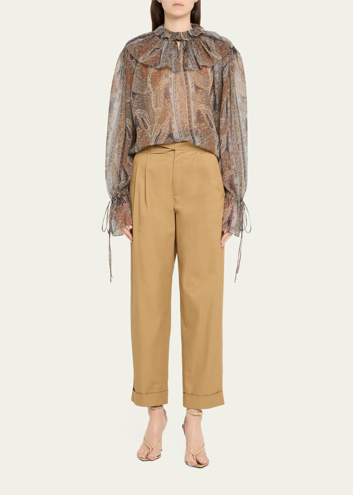 Saint Laurent Paisley Button Down Sheer Blouse Image 2 of 5