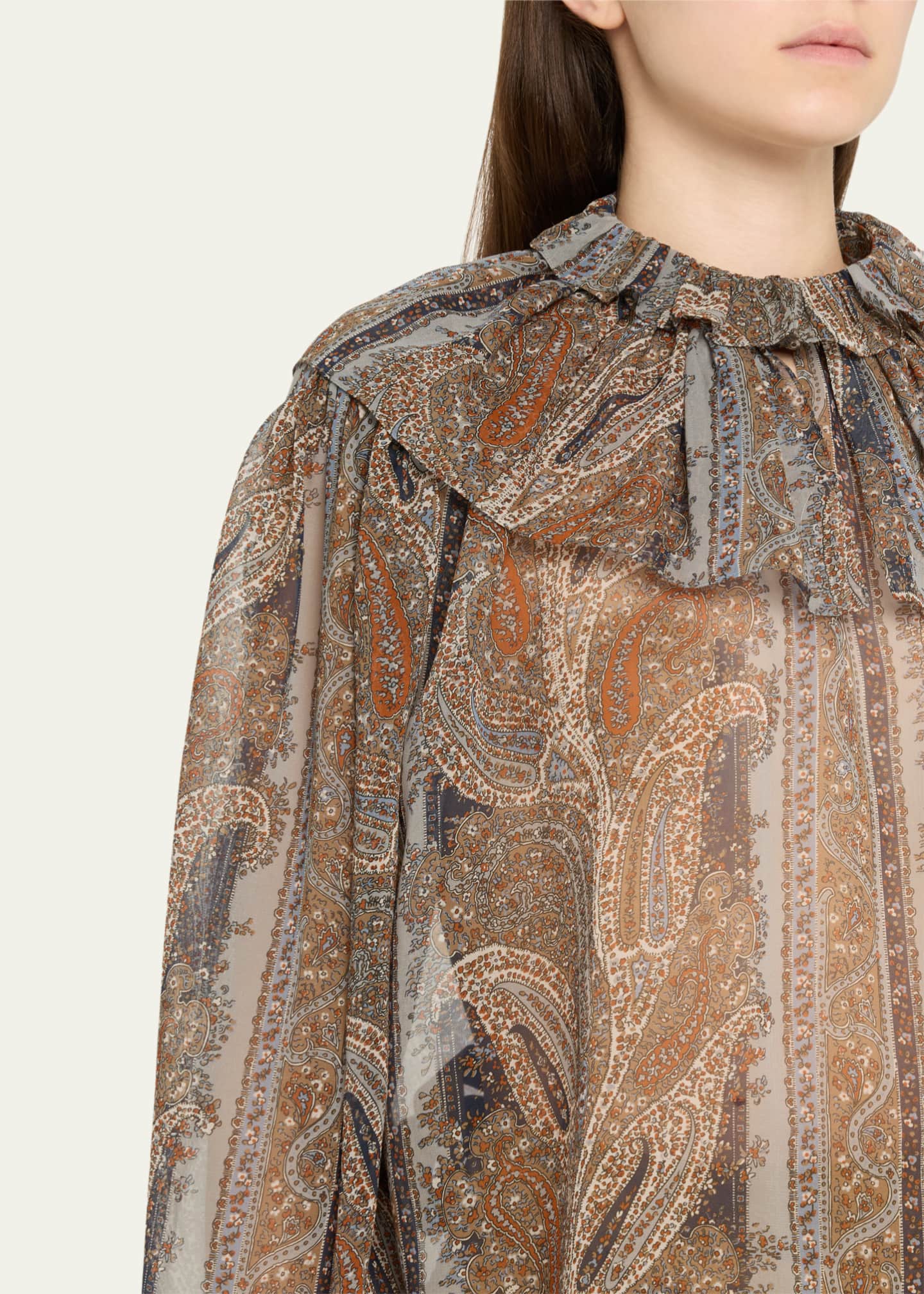Saint Laurent Paisley Button Down Sheer Blouse Image 5 of 5