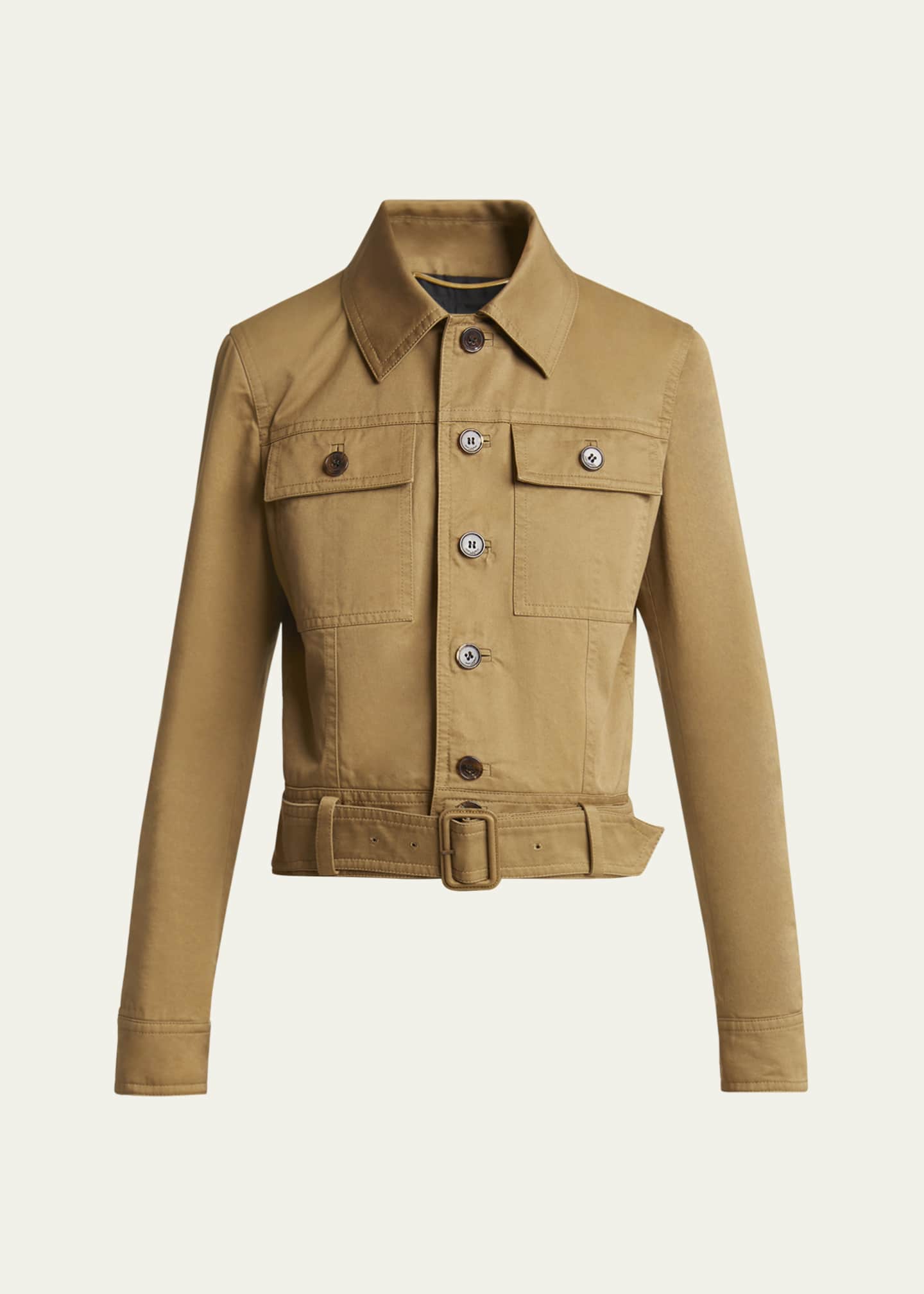 Saint Laurent Collared Button Down Belted Jacket Image 1 of 5