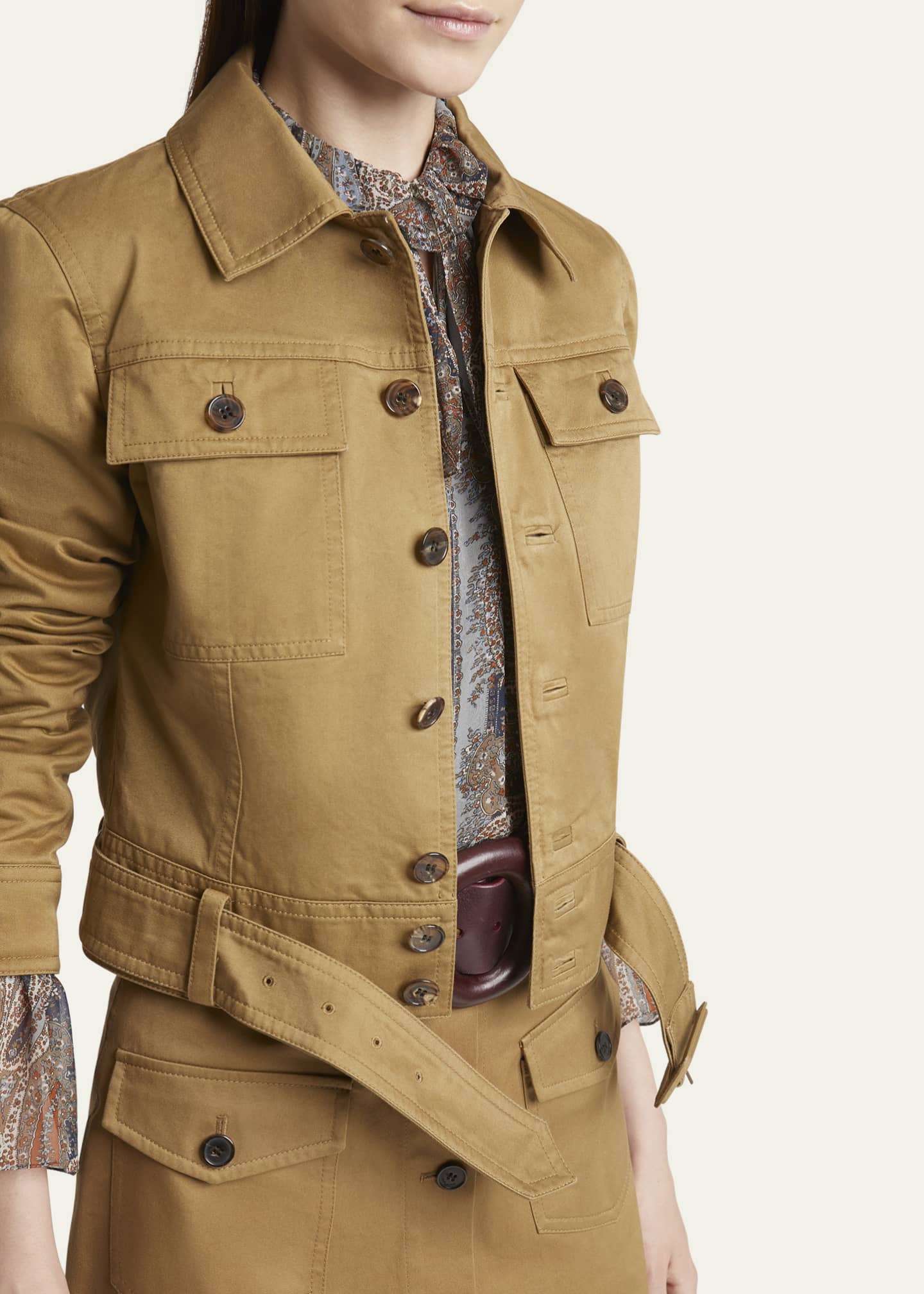 Saint Laurent Collared Button Down Belted Jacket Image 5 of 5