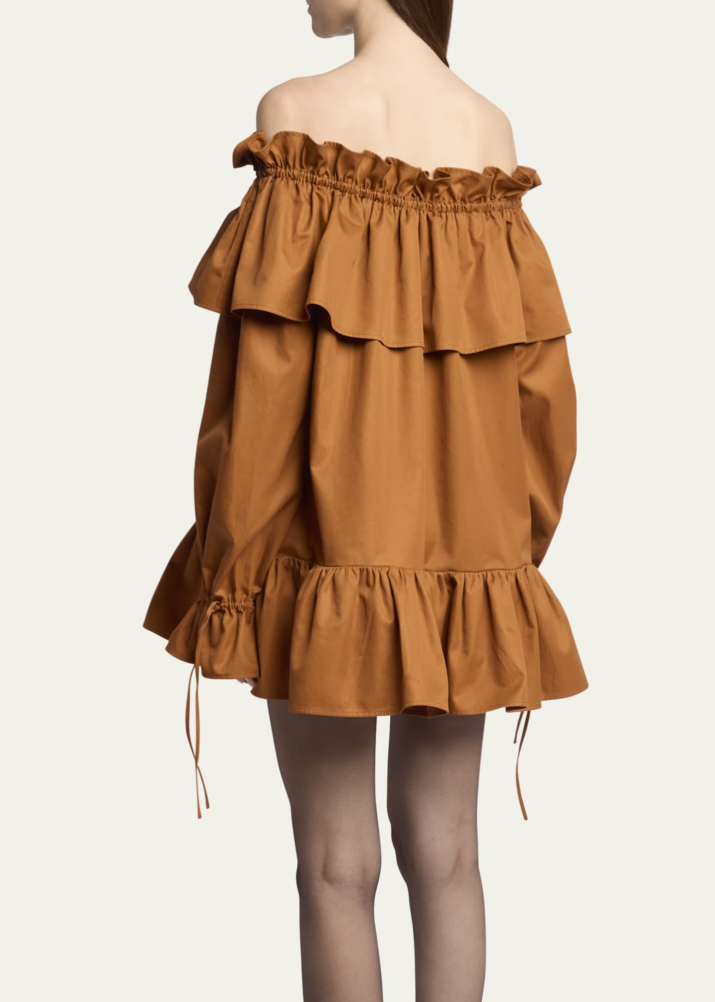 Saint Laurent Off-Shoulder Ruffled Mini Dress Image 3 of 5