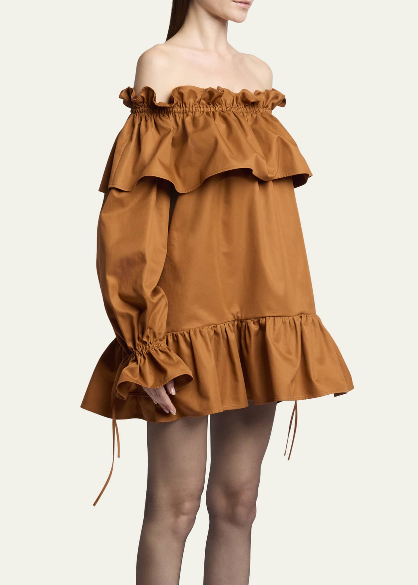 Saint Laurent Off-Shoulder Ruffled Mini Dress Image 4 of 5
