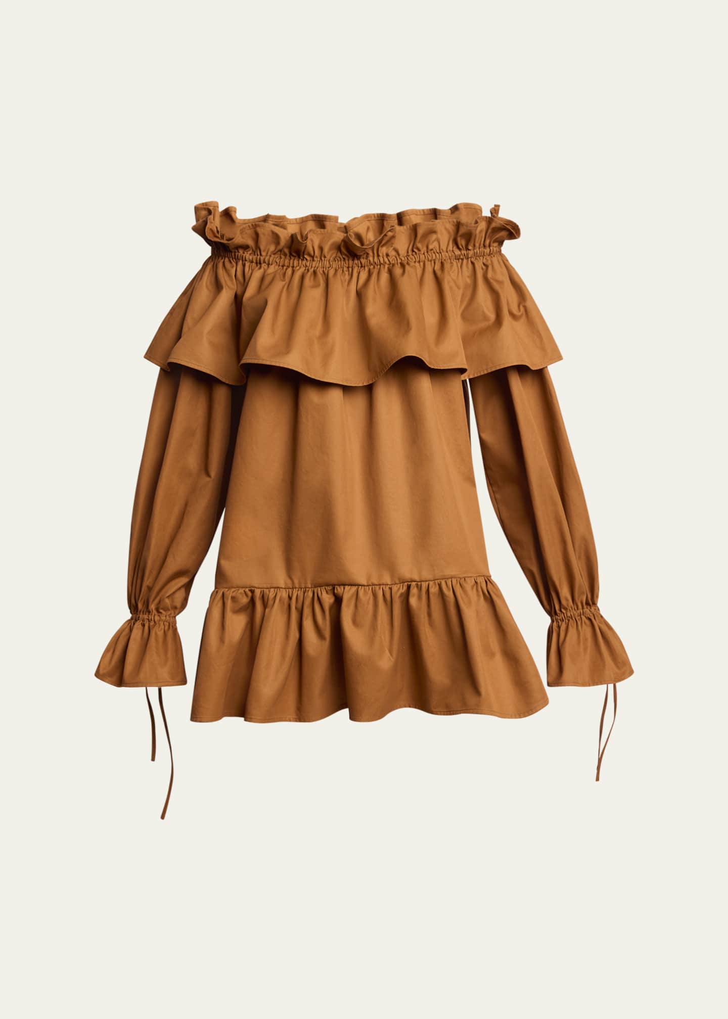 Saint Laurent Off-Shoulder Ruffled Mini Dress Image 1 of 5